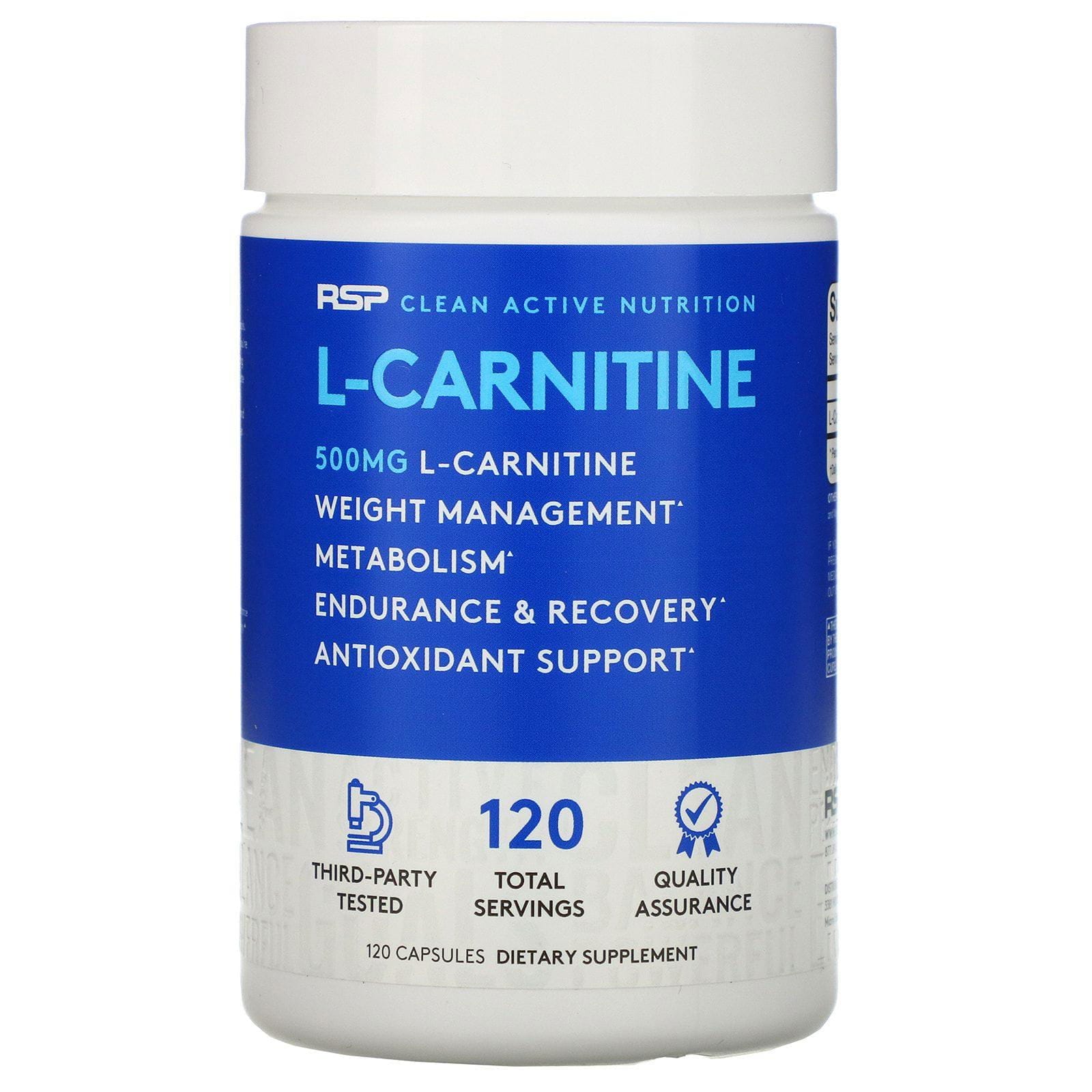 RSP Nutrition, L-Carnitine, 500 mg, 120 Capsules