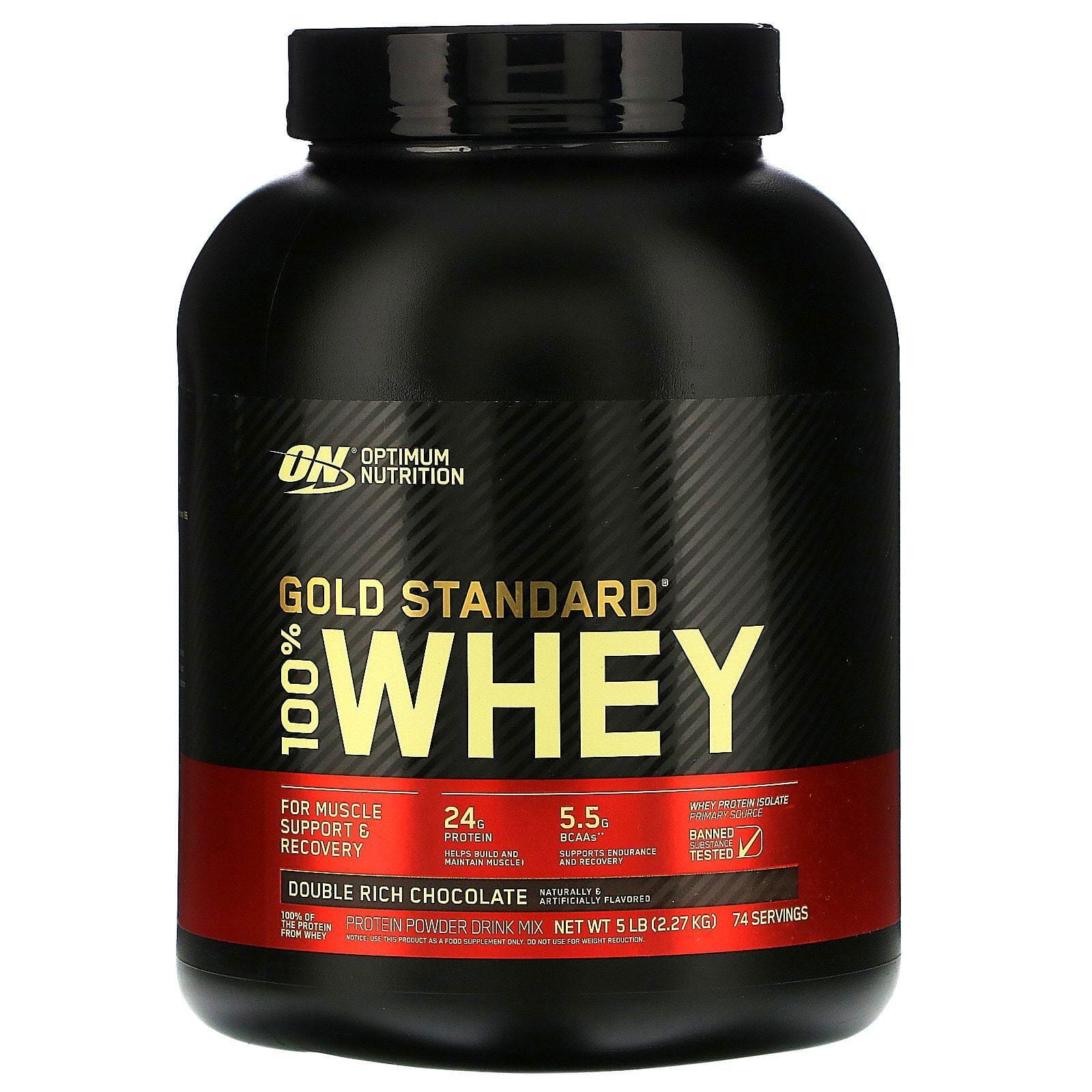 Optimum Nutrition, Gold Standard, 100% Whey, Suero de leche, Chocolate doble, 2,27 kg (5 lb)