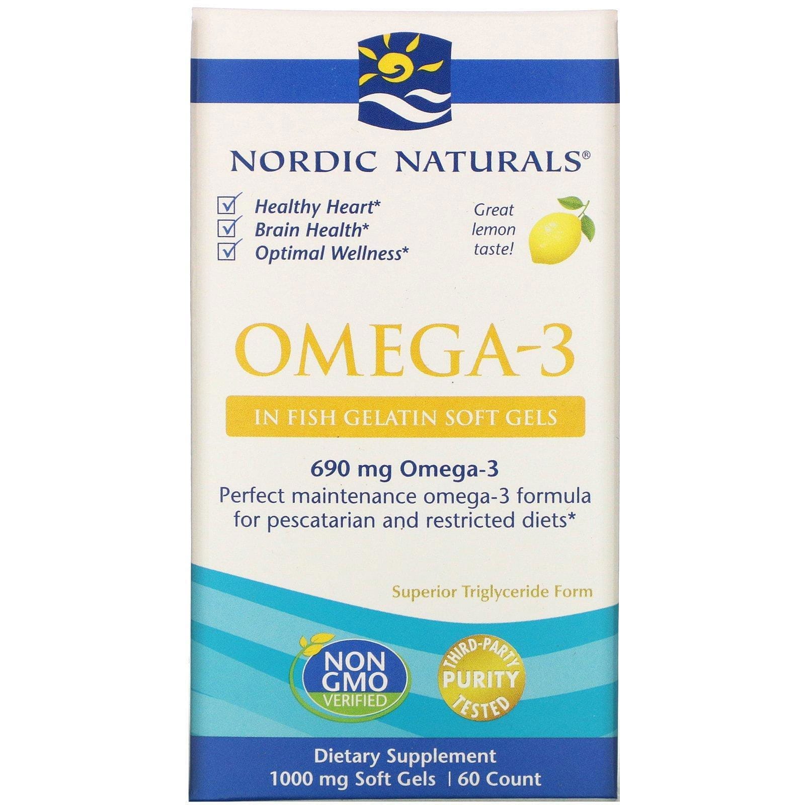 Nordic Naturals, Omega-3, Limón, 1000 mg, 60 cápsulas blandas