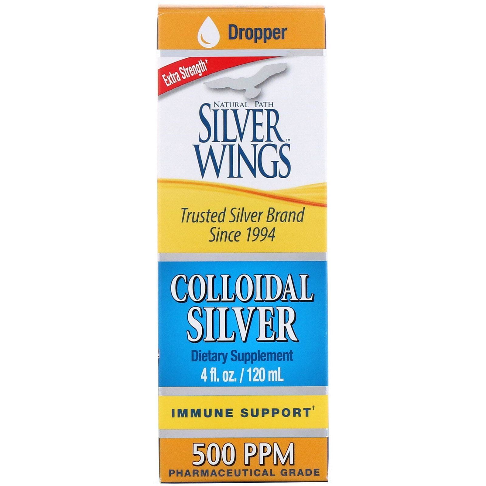 Natural Path Silver Wings, Plata coloidal, Concentración extra, 500 PPM, 120 ml (4 oz. líq.)