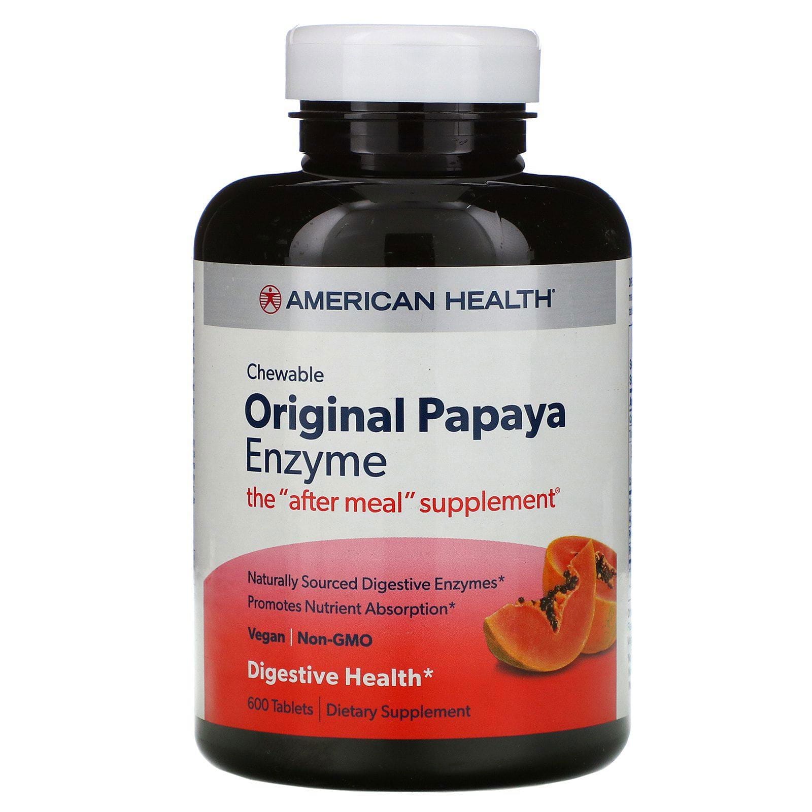 American Health, Enzima original de papaya, 600 tabletas masticables