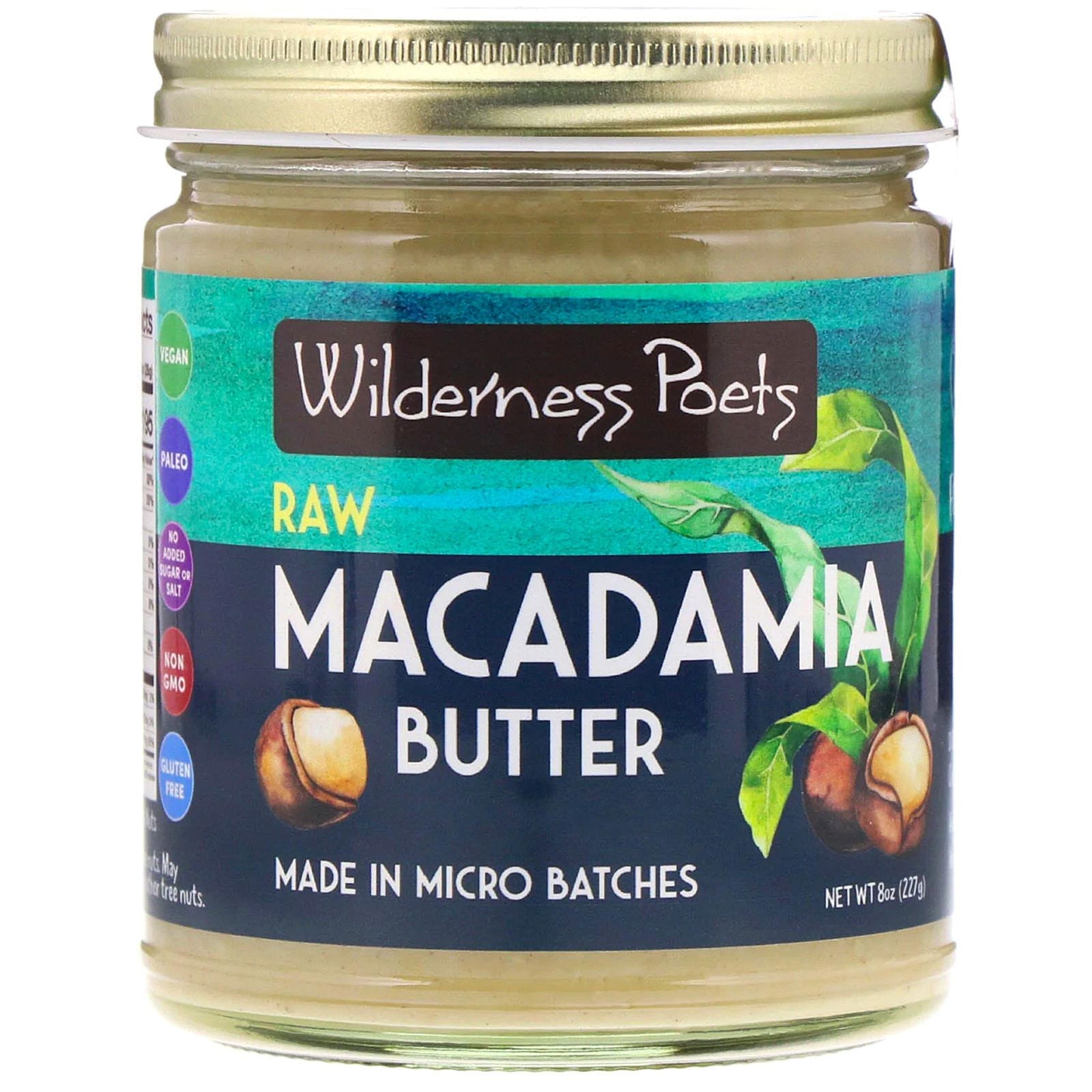 Wilderness Poets, Manteca de nuez de macadamia cruda, 8 oz (227 g)