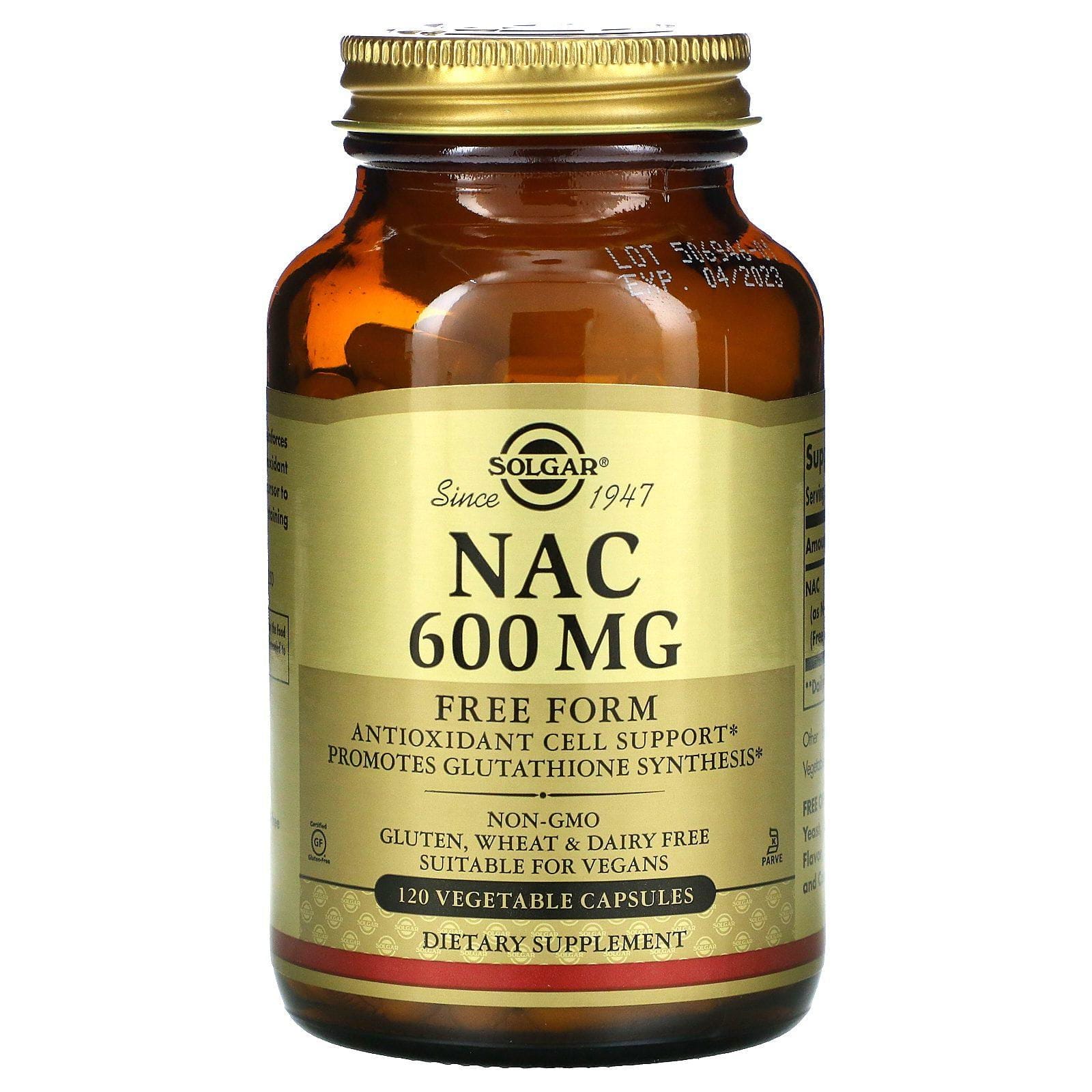 Solgar, NAC, 600 mg, 120 cápsulas vegetales