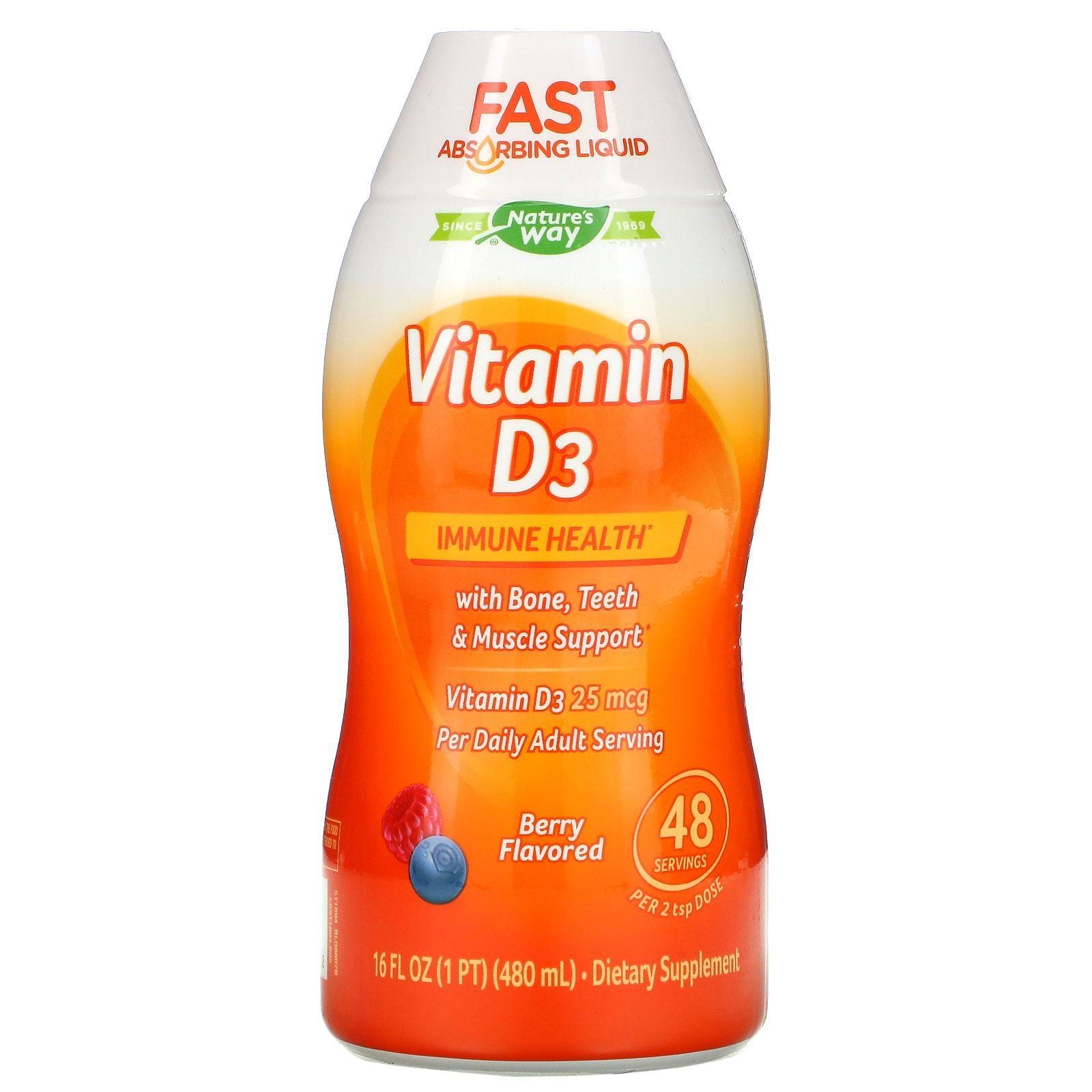 Nature's Way, Vitamina D3, sabor natural a baya, 1000 UI, 16 fl oz (480 ml)