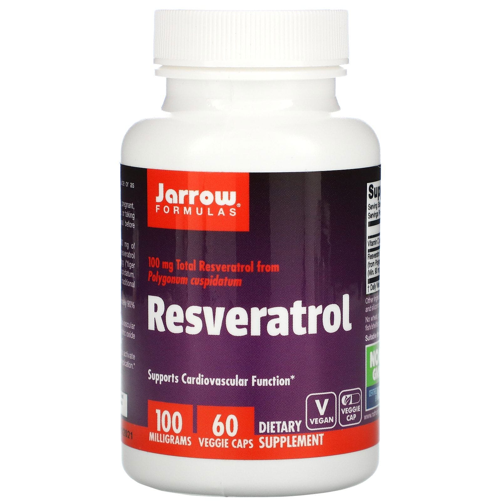 Jarrow Formulas, Resveratrol, 100 mg, 60 cápsulas vegetales