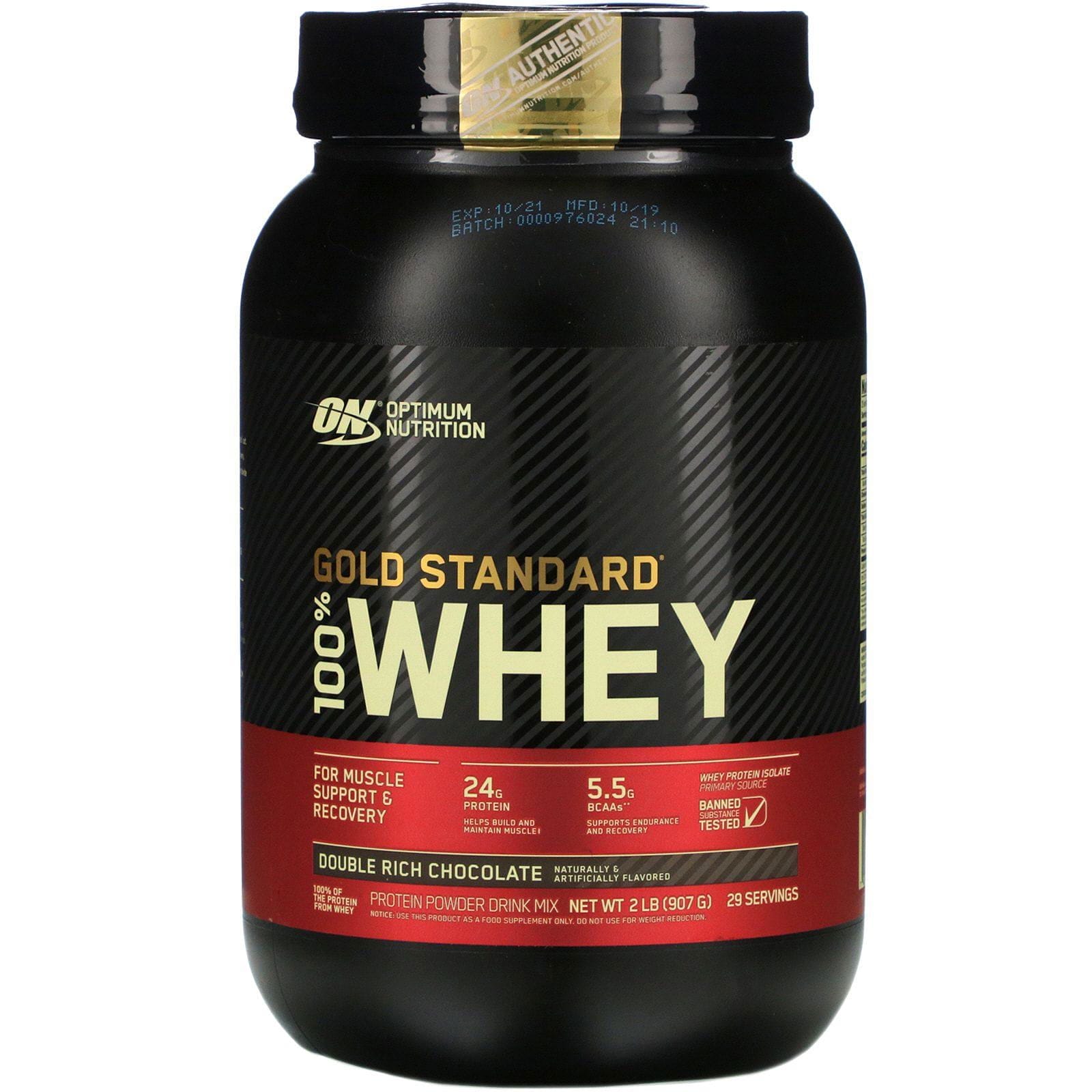Optimum Nutrition, Gold Standard 100% Whey, Doble chocolate, 907 g (2 lb)