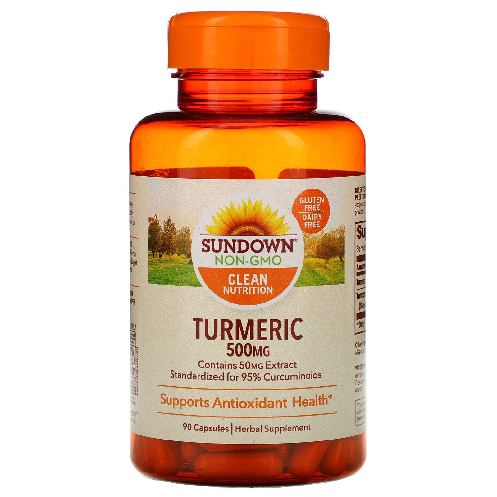 Sundown Naturals, Cúrcuma, 500 mg, 90 cápsulas