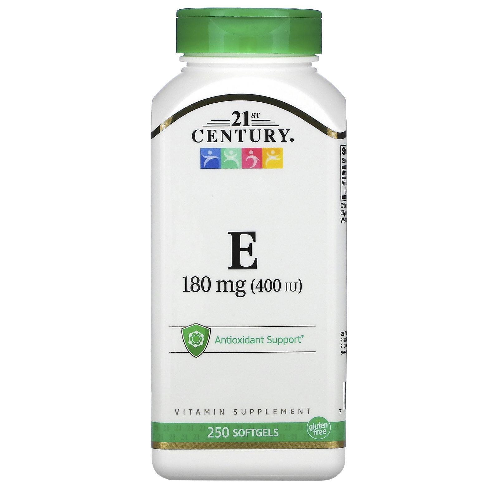 21st Century, Vitamina E, 180 mg (400 UI), 250 cápsulas blandas