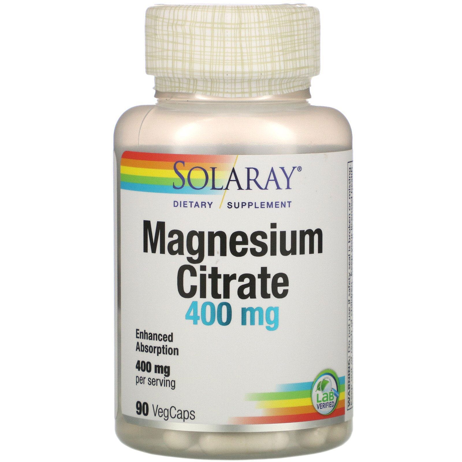 Solaray, Citrato de magnesio, 400 mg, 90 cápsulas vegetales