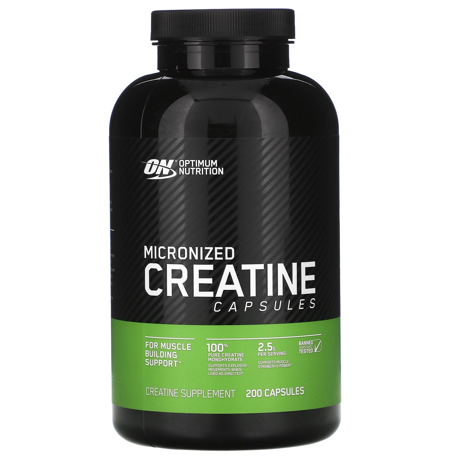 Optimum Nutrition, Cápsulas de creatina micronizada, 2,5 g, 200 cápsulas