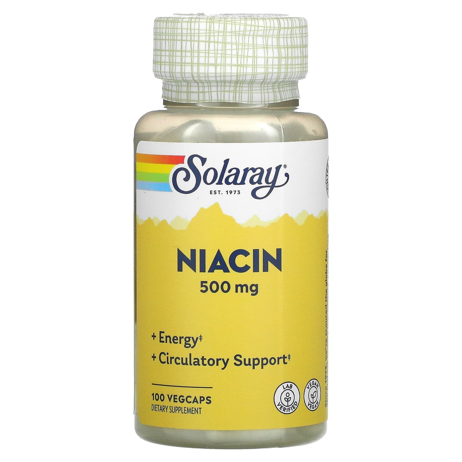 Solaray, Niacina, 500 mg, 100 cápsulas vegetales