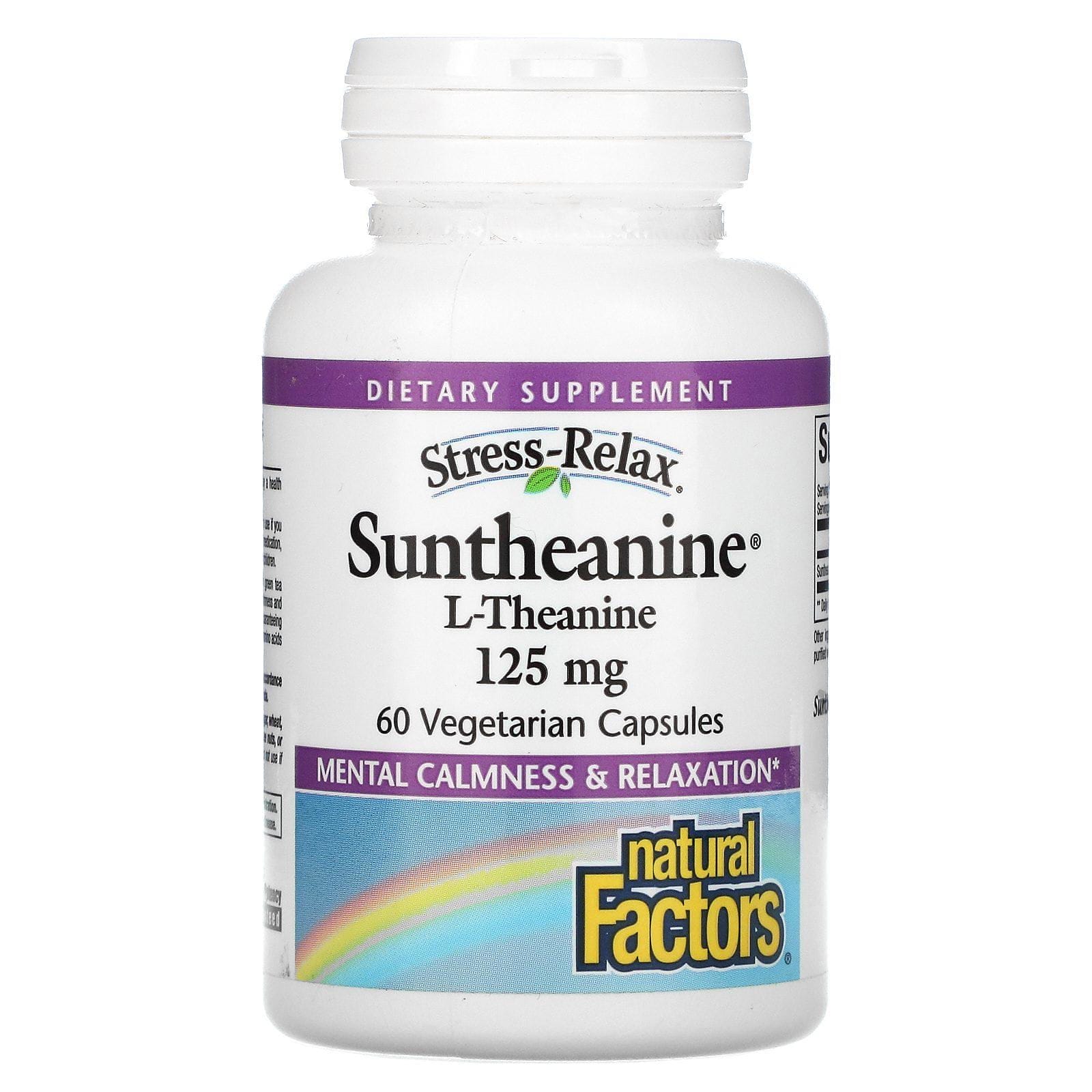 Natural Factors, Stress-Relax, Suntheanine, L-teanina, 125 mg, 60 cápsulas vegetales