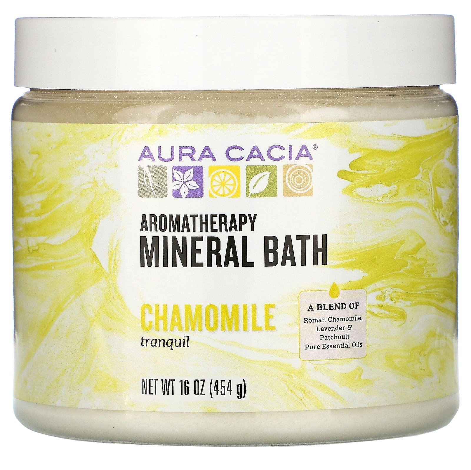 Aura Cacia, Baño Mineral de Aromaterapia, Camomila Tranquila, 16 oz (454 g)