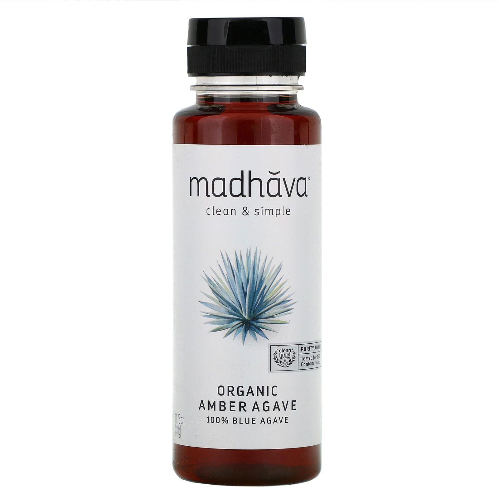 Madhava Natural Sweeteners, Agave azul crudo y ámbar orgánico, 11.75 oz (333 g)