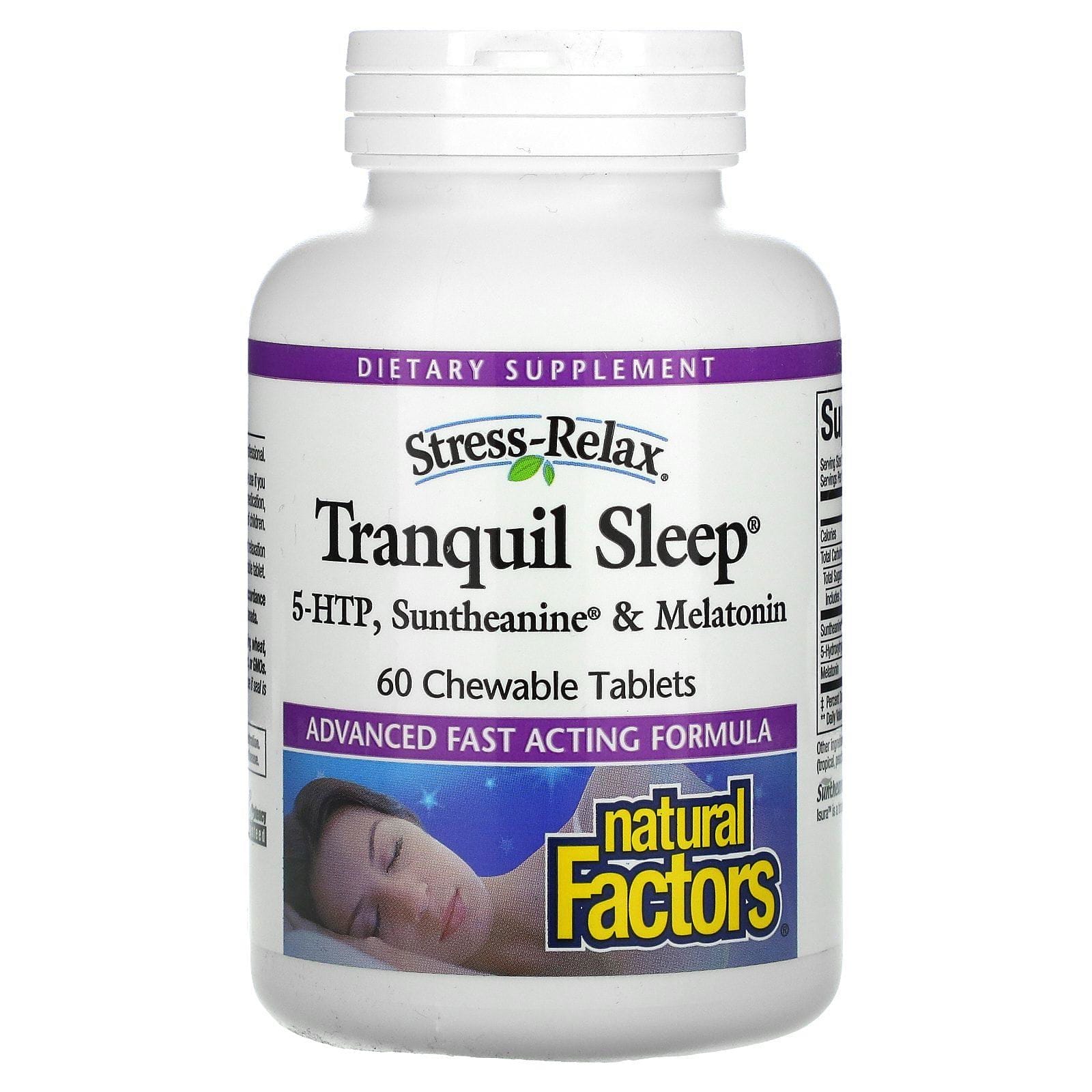 Natural Factors, Stress-Relax, Tranquil Sleep, 60 pastillas masticables