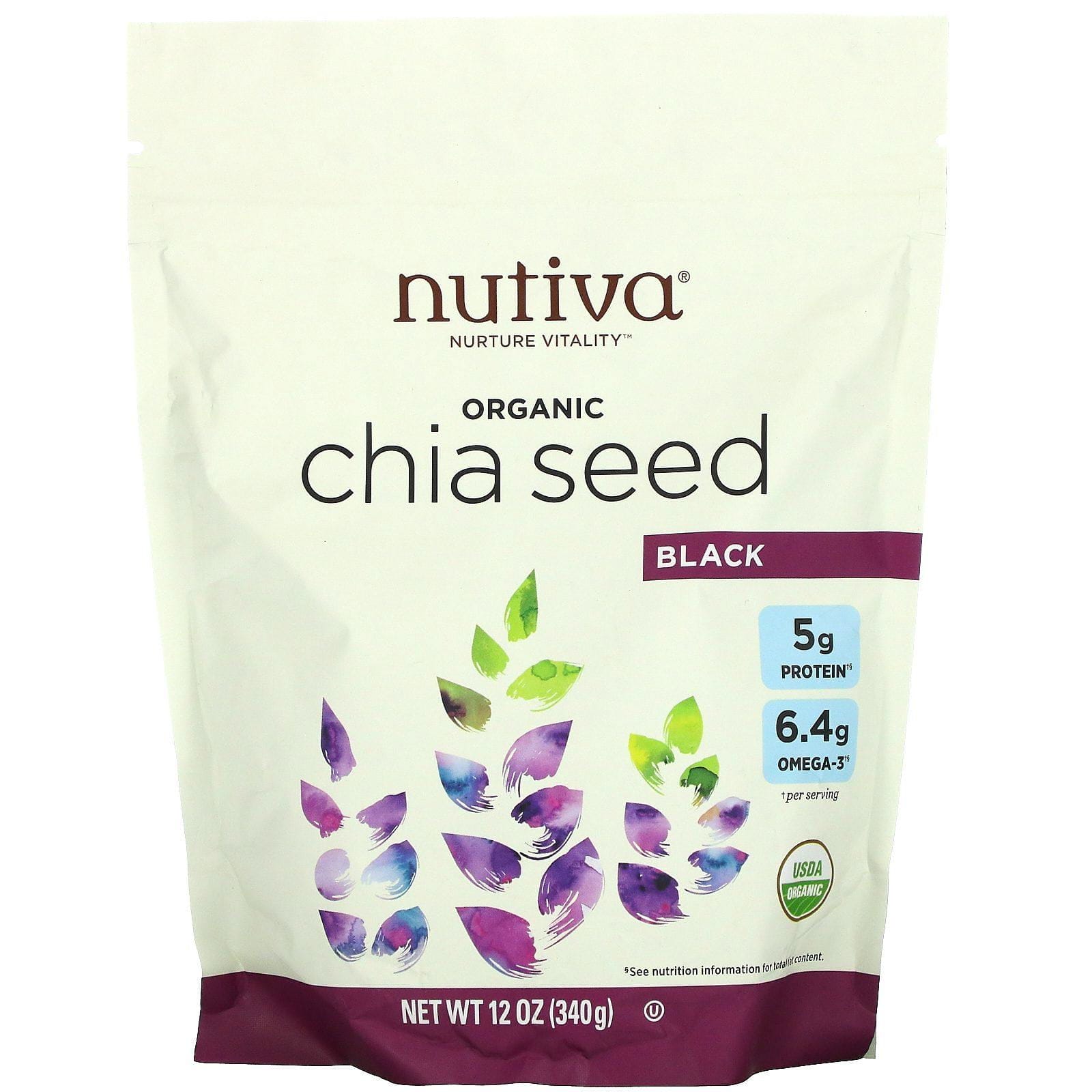 Nutiva, Semillas de Chia Orgánicas, Negras, 12 oz (340 g)