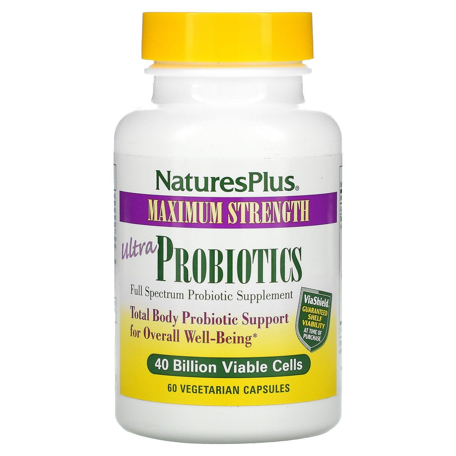 Nature's Plus, Ultra probióticos, fuerza máxima, 40 mil millones, 60 cápsulas vegetales