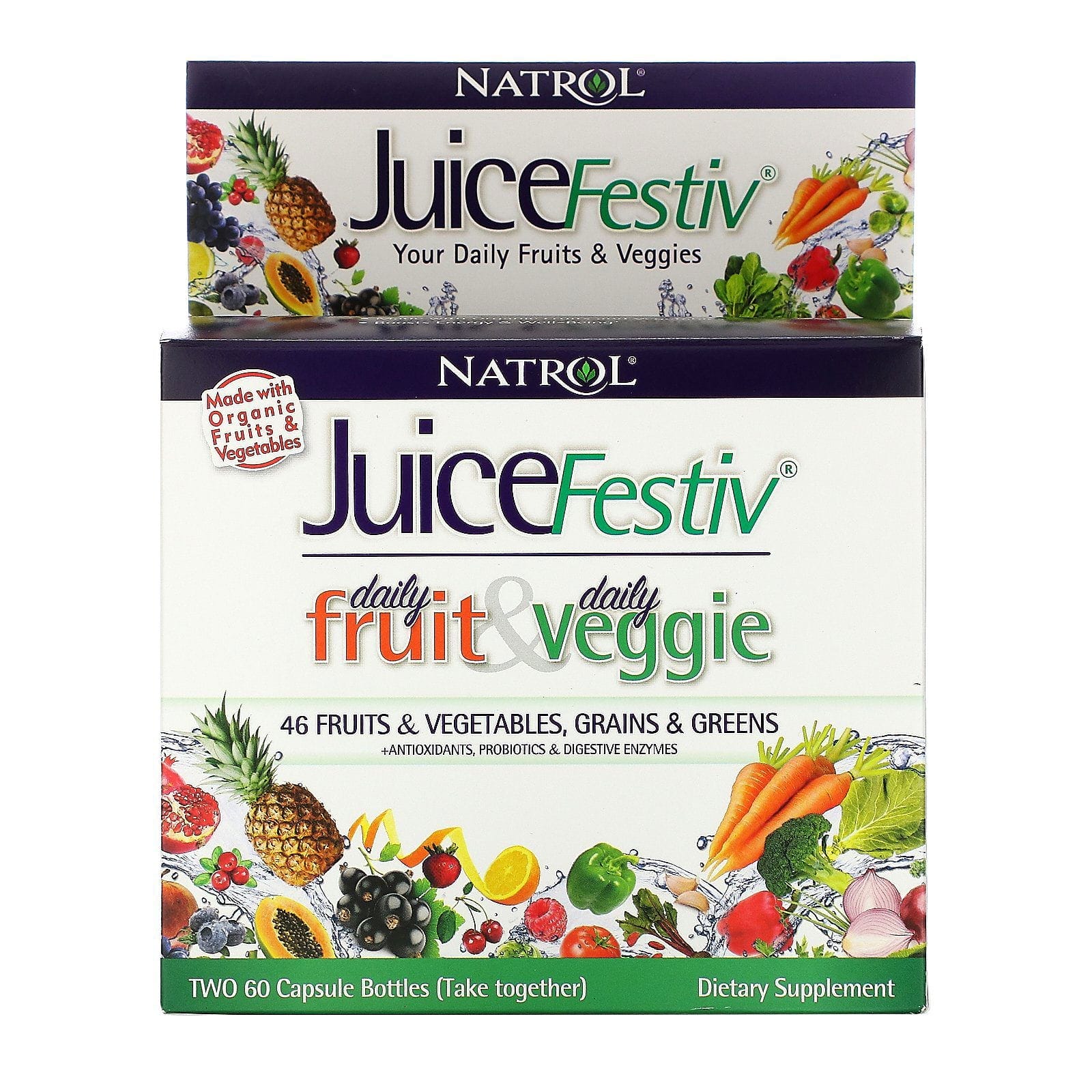 Natrol, JuiceFestiv, 2 frascos, 60 cápsulas cada uno