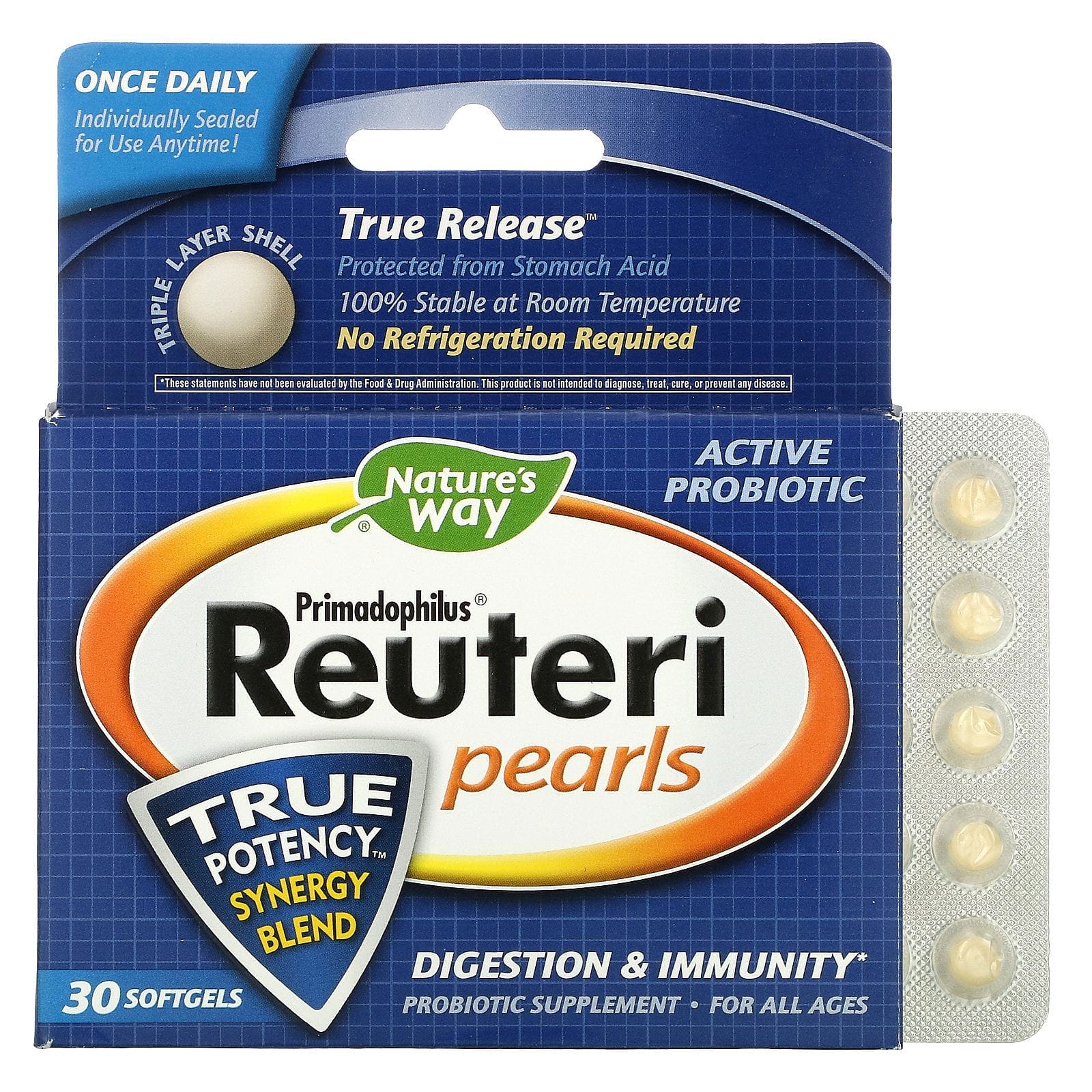 Nature's Way, Primadophilus Reuteri Pearls, 30 Softgels