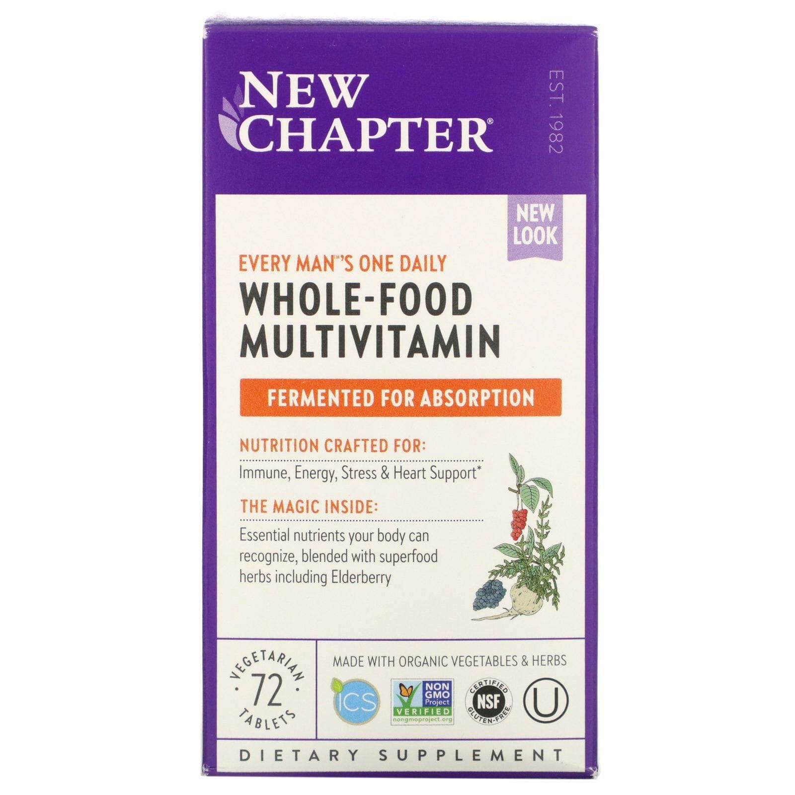 New Chapter, Every Man's One Daily Multi, Multivitamínico, 72 comprimidos vegetarianos