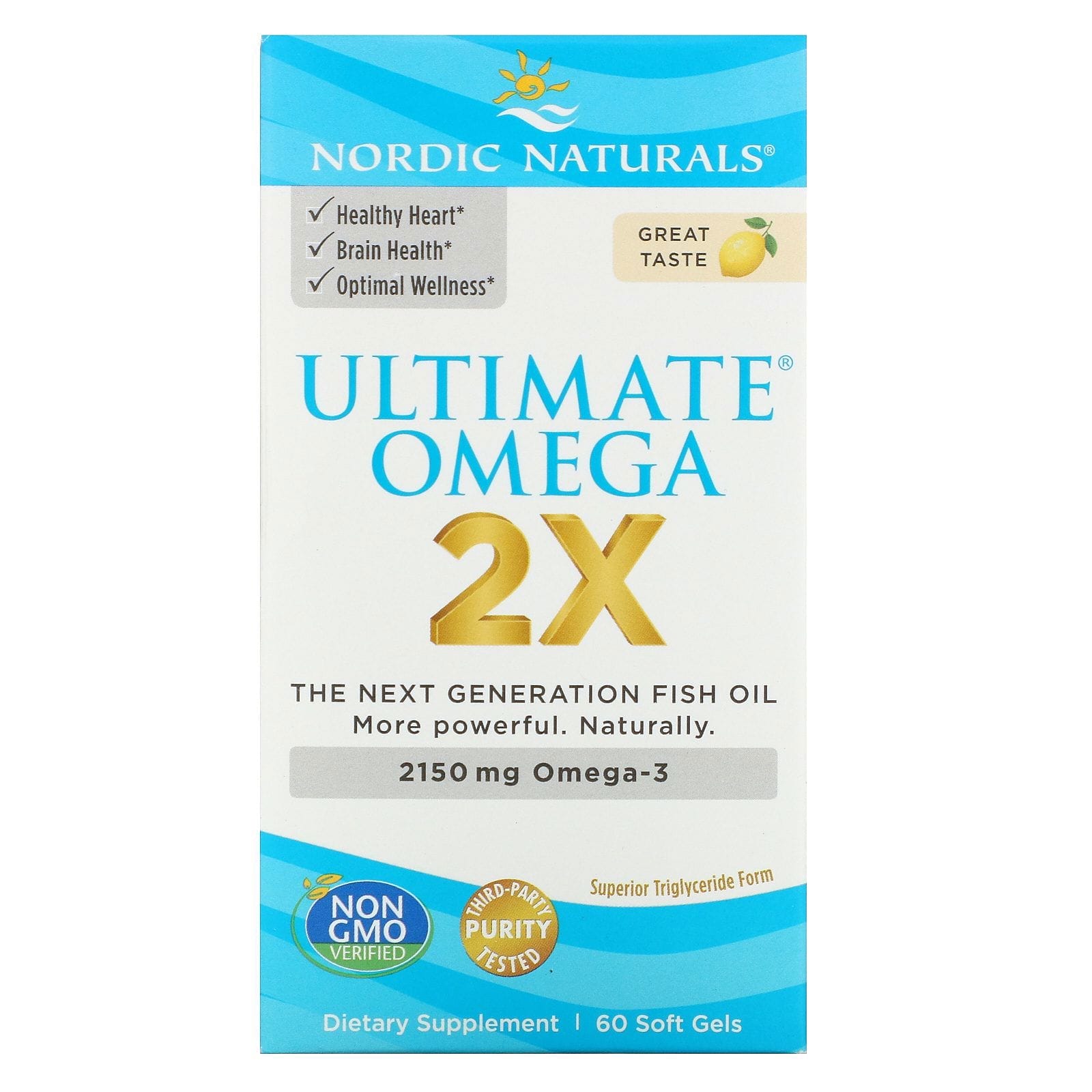 Nordic Naturals, Ultimate Omega 2X, limón, 60 cápsulas blandas de gel