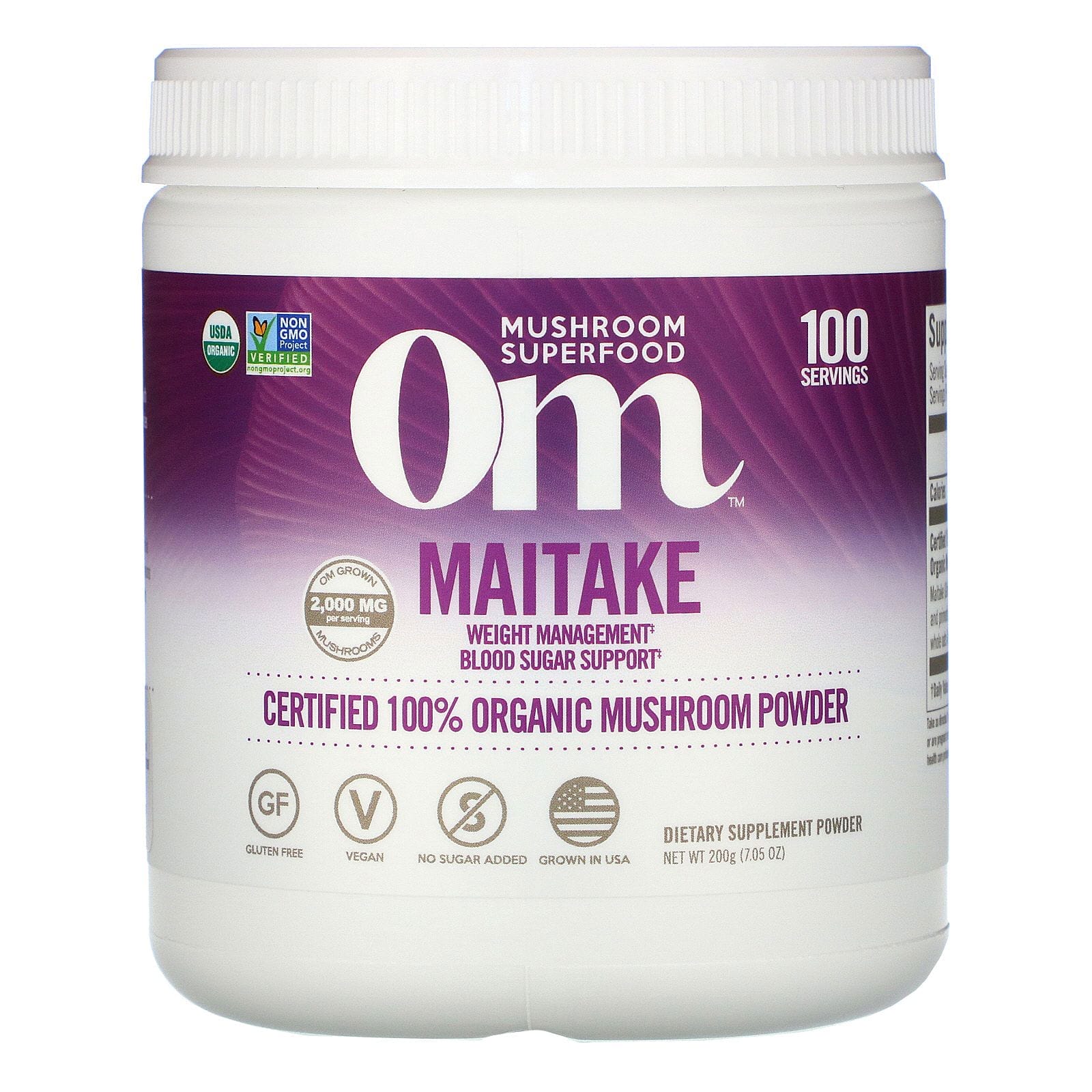 Om Mushrooms, Maitake, Certified 100% Organic Mushroom Powder, 7.05 oz (200 g)