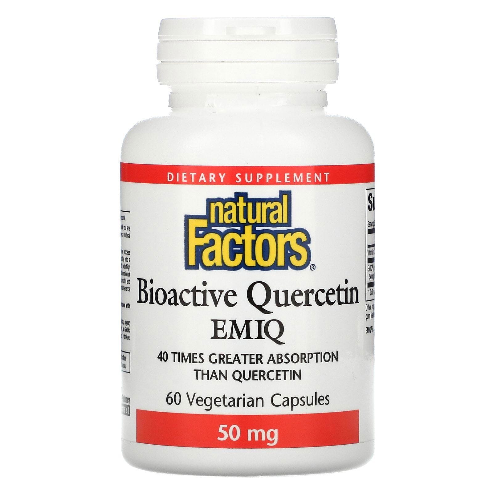 Natural Factors, Quercetina bioactiva EMIQ, 50 mg , 60 cáp. vegetales