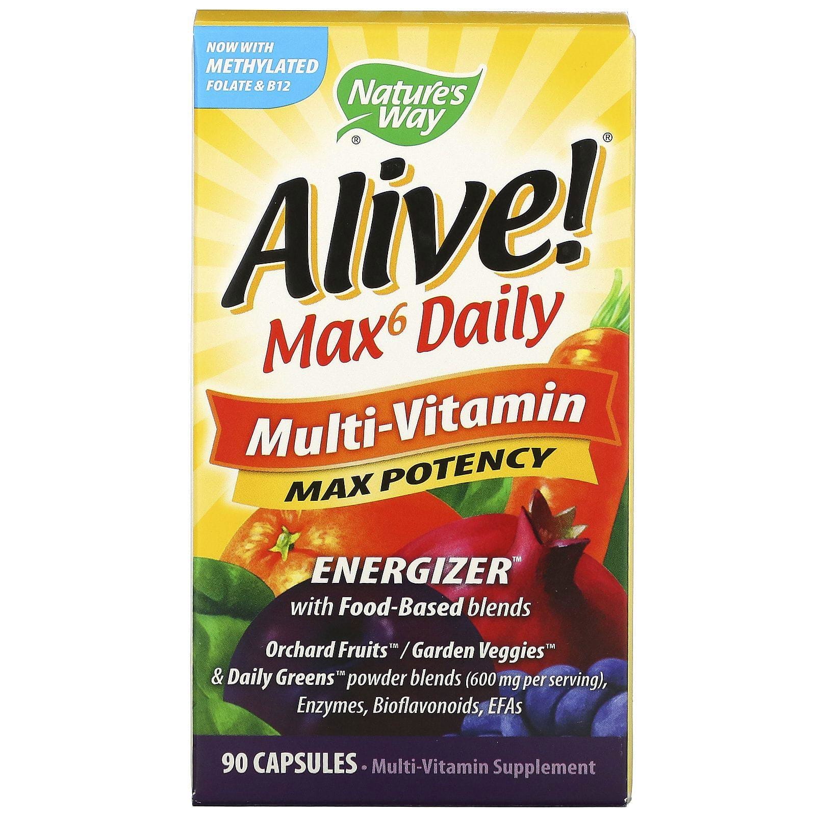 Nature's Way, Alive! Max6 a diario, multivitamina, 90 cápsulas veganas