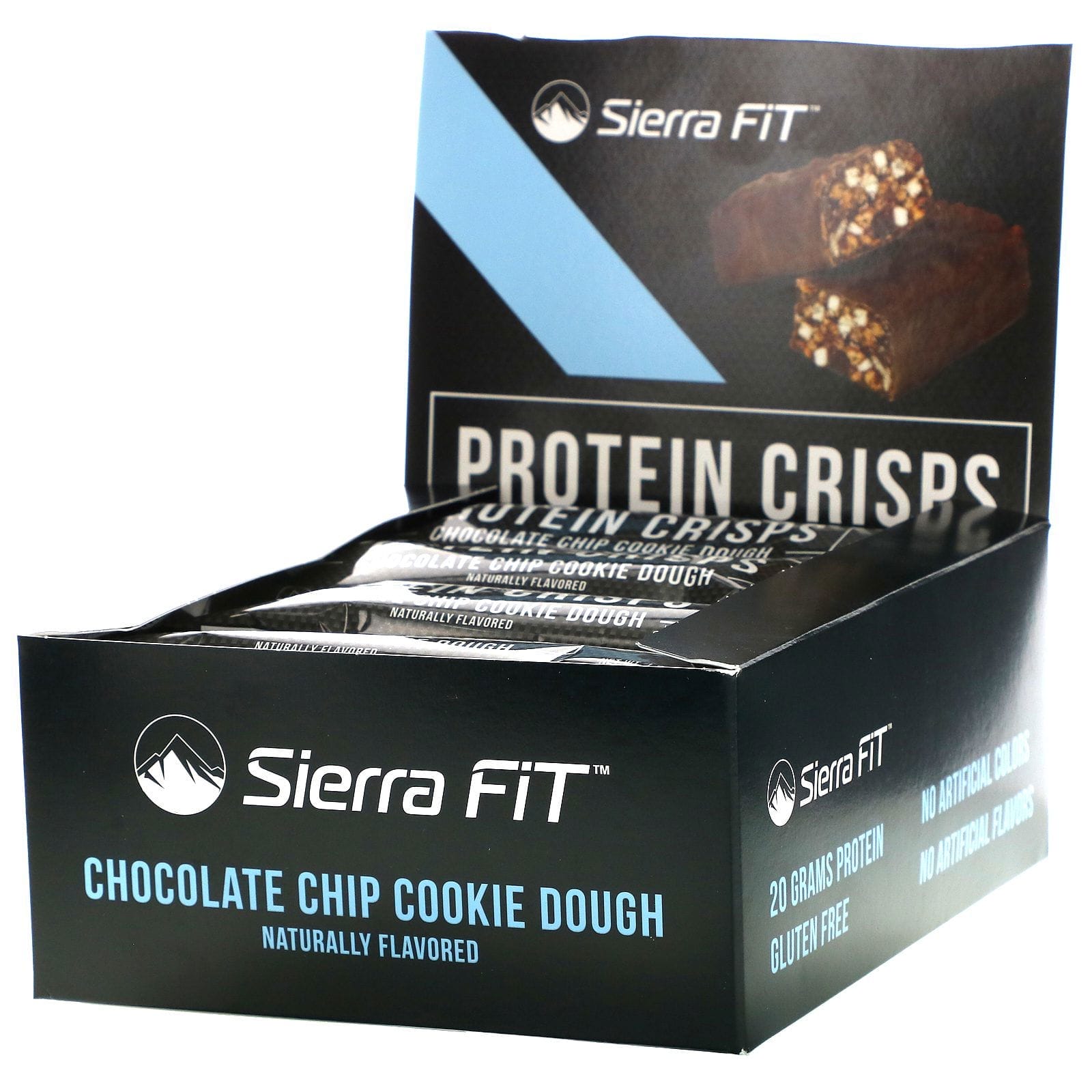 Sierra Fit, Barritas proteicas crocantes, Chispas de chocolate y pasta de galletitas, 12 barritas, 56 g (1,98 oz) cada una