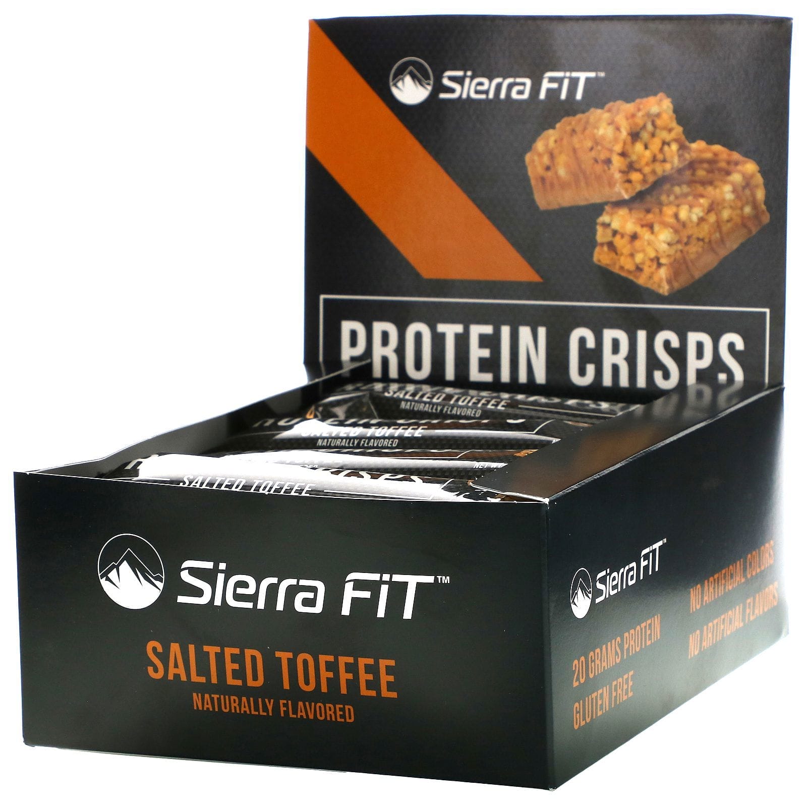 Sierra Fit, Barritas proteicas crocantes, Caramelo tofi salado, 12 barritas, 56 g (1,98 oz) cada una