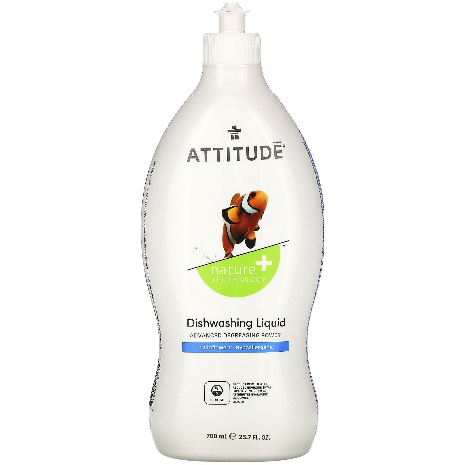 ATTITUDE, Líquido lavavajillas, flores silvestres, 23,7 fl oz (700 ml)