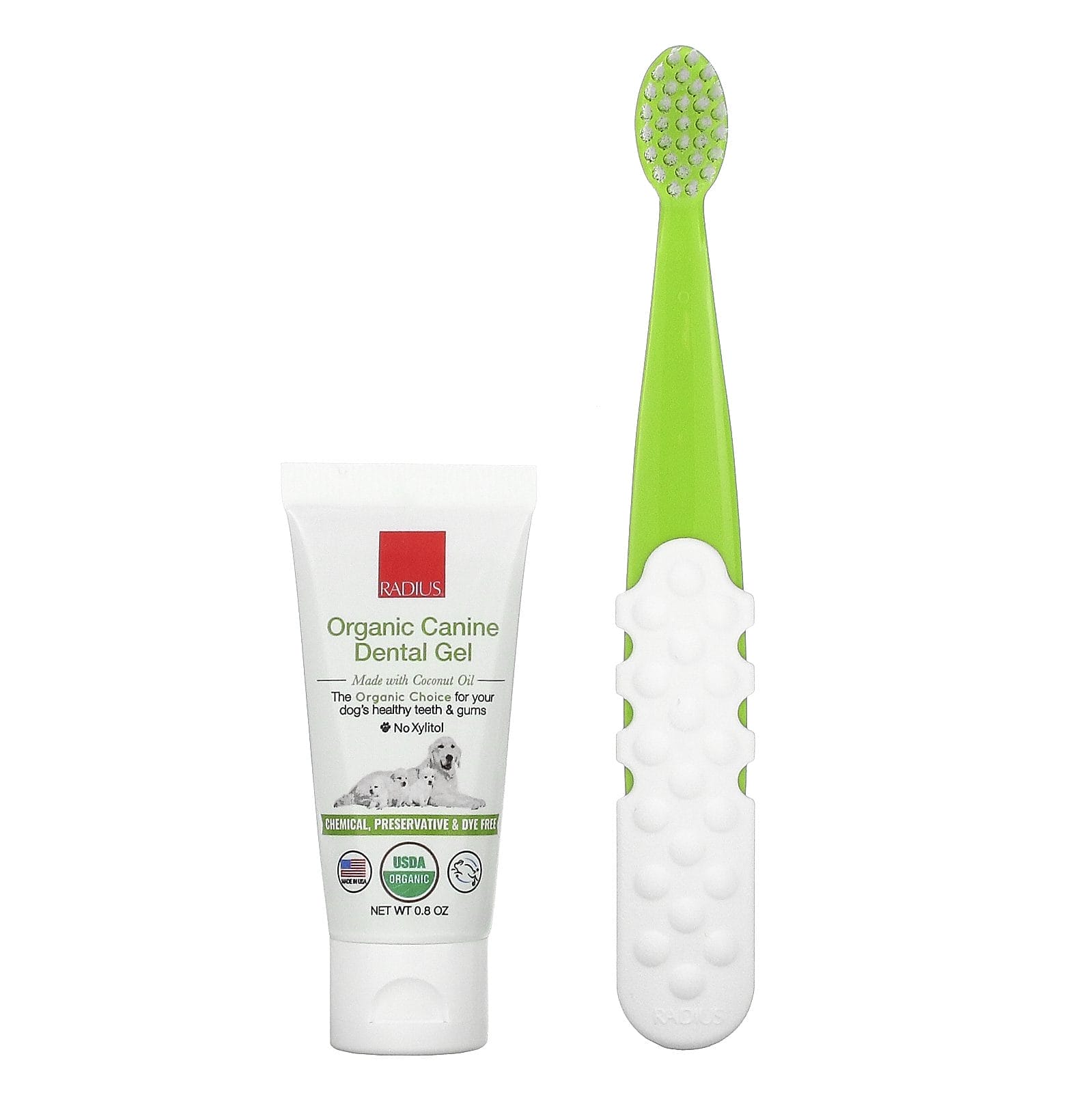 RADIUS, Organic Dental Solutions, Dental Gel, Toothbrush, 1 Toothbrush + .8 oz Gel