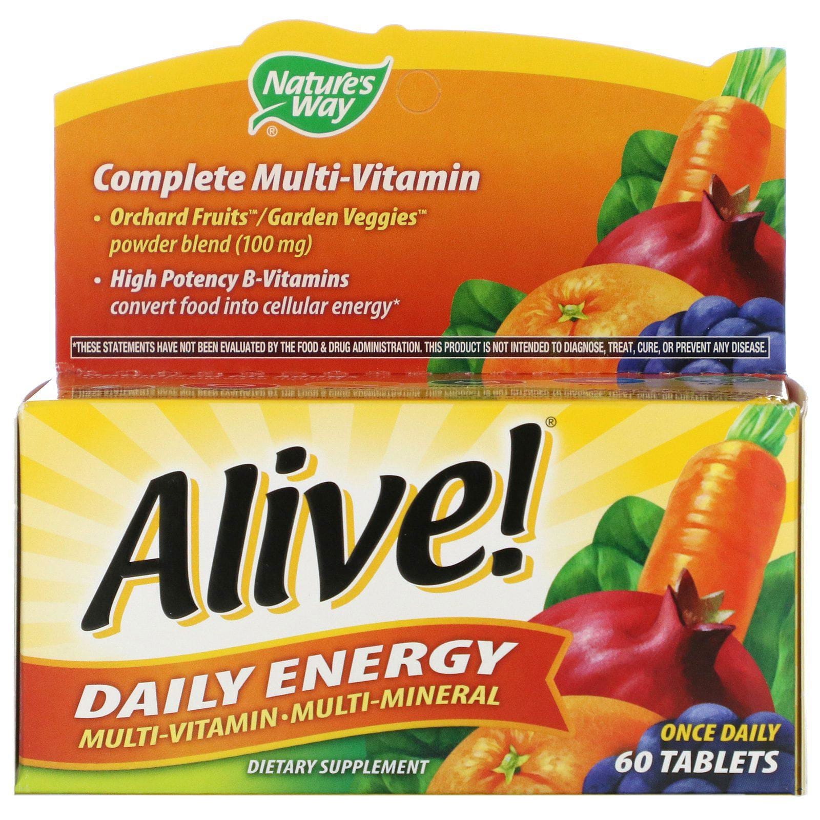 Nature's Way, Alive!, Energía diaria, Producto multivitamínico y con multiminerales, 60 comprimidos