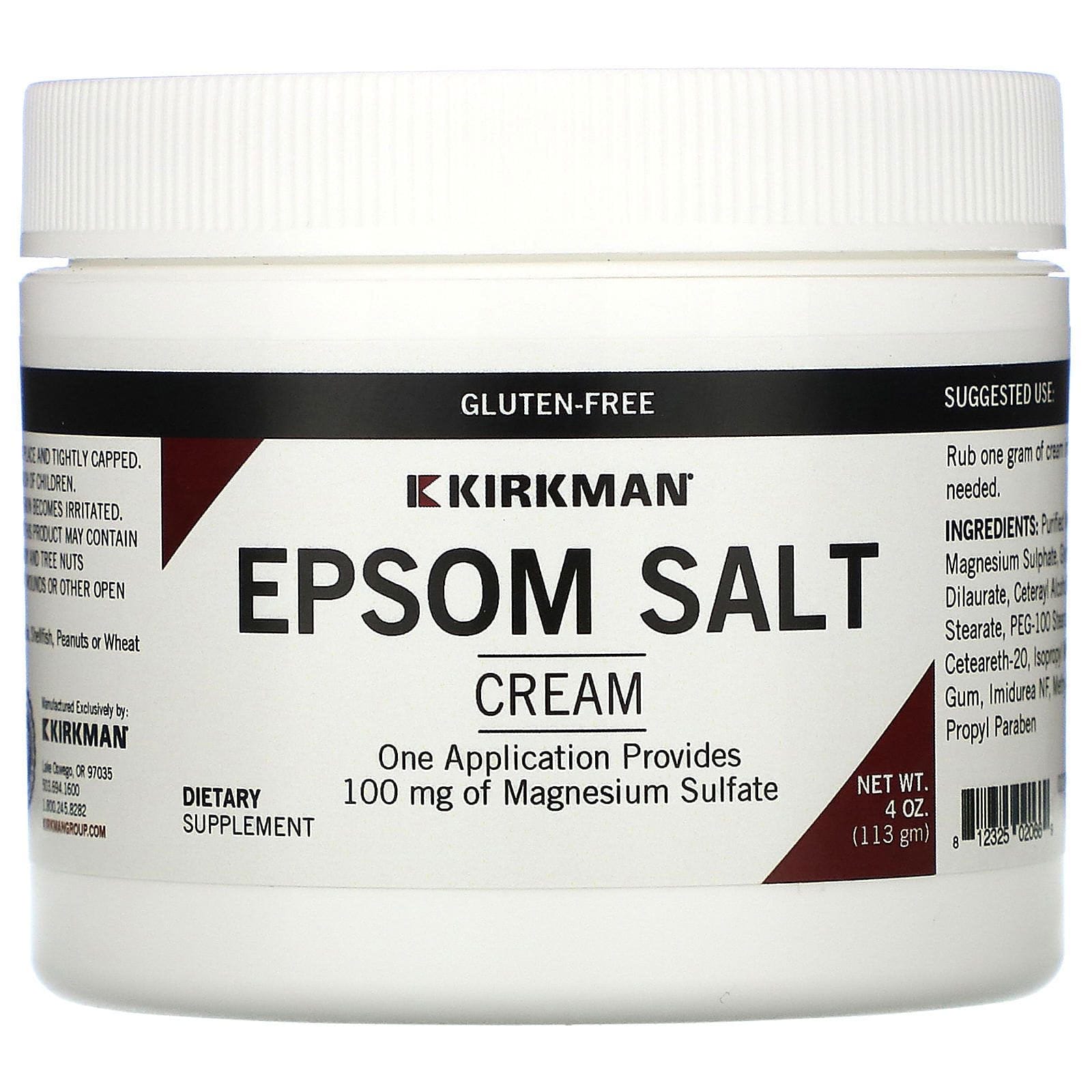 Kirkman Labs, Crema con sal de Epsom, 113 g (4 oz)