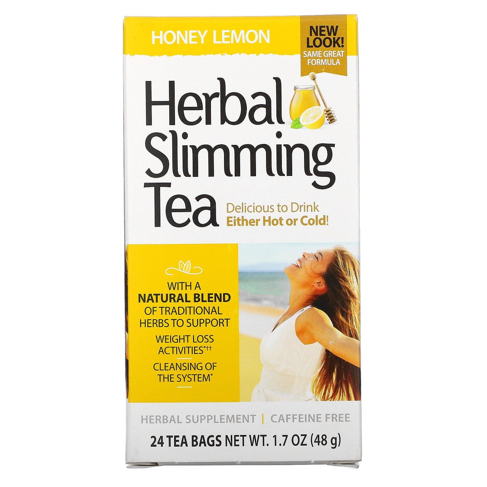 21st Century, Herbal Slimming Tea, miel y limón, sin cafeína, 24 bolsas de té, 1.7 oz (48 g)