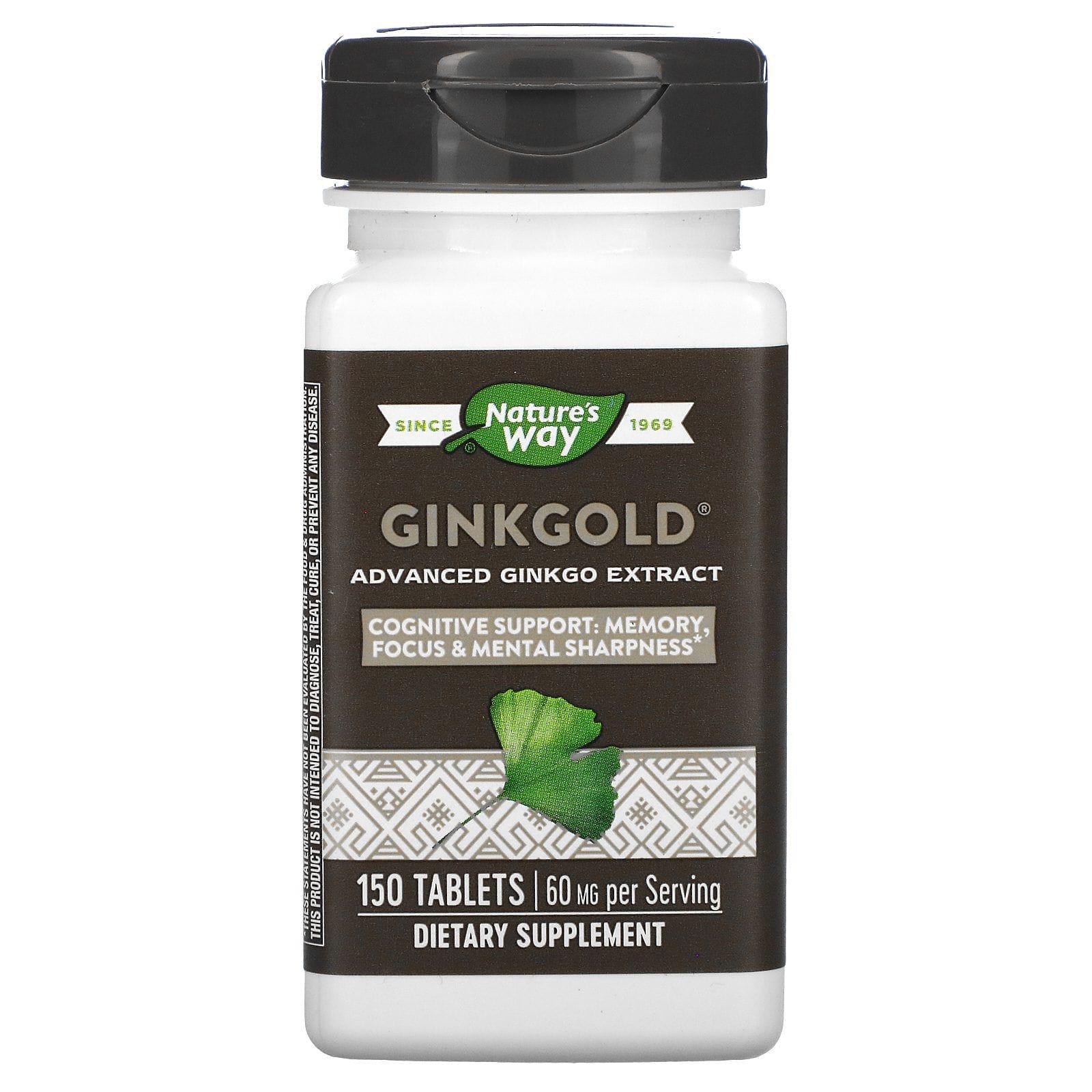 Nature's Way, Ginkgold, Suplemento alimentario, 60 mg, 150 comprimidos