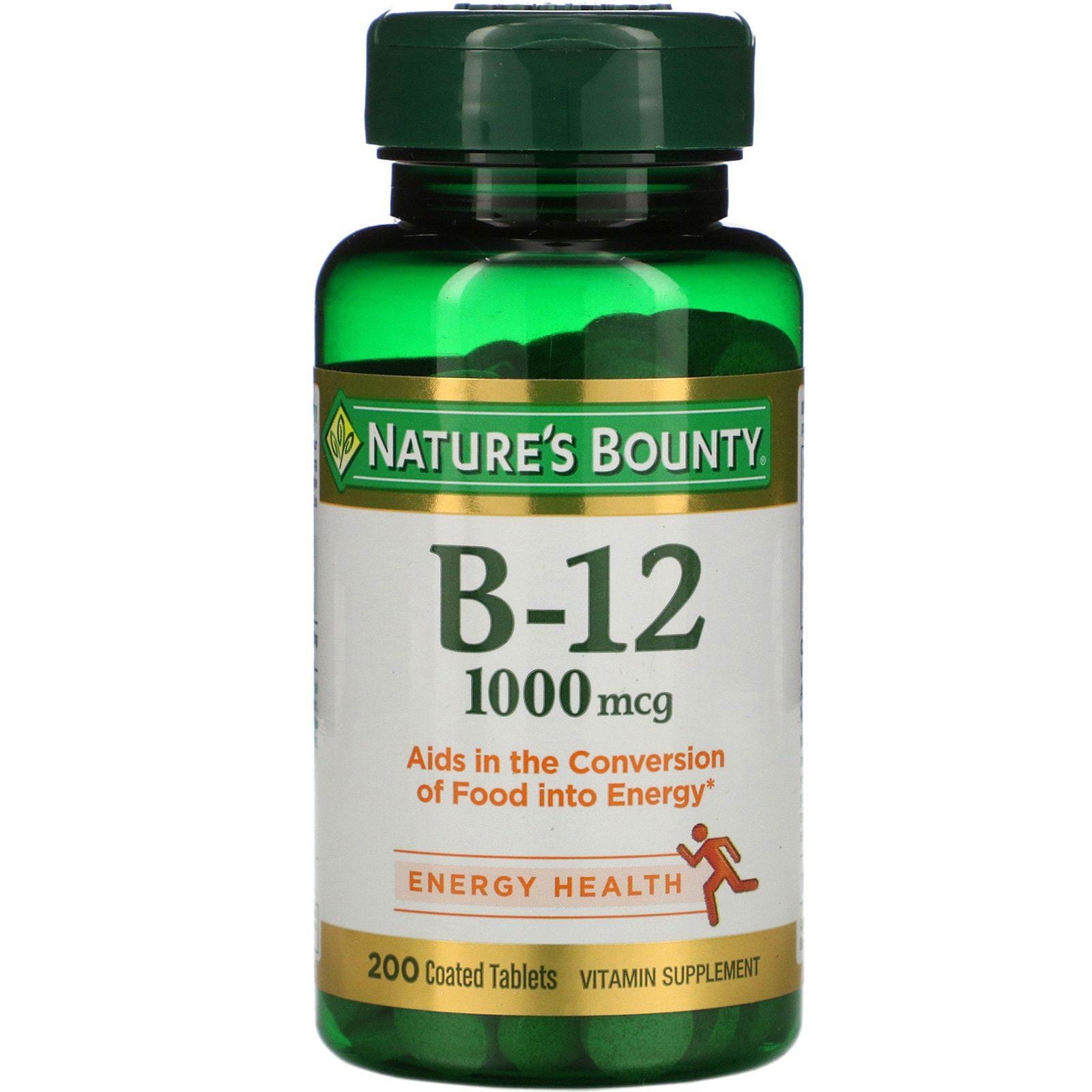 Nature's Bounty, B12, 1000 mcg, 200 tabletas cubiertas