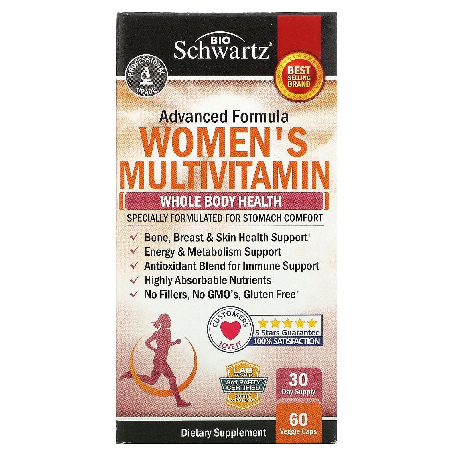 BioSchwartz, Suplemento multivitamínico de fórmula avanzada para mujeres, 60 cápsulas vegetales