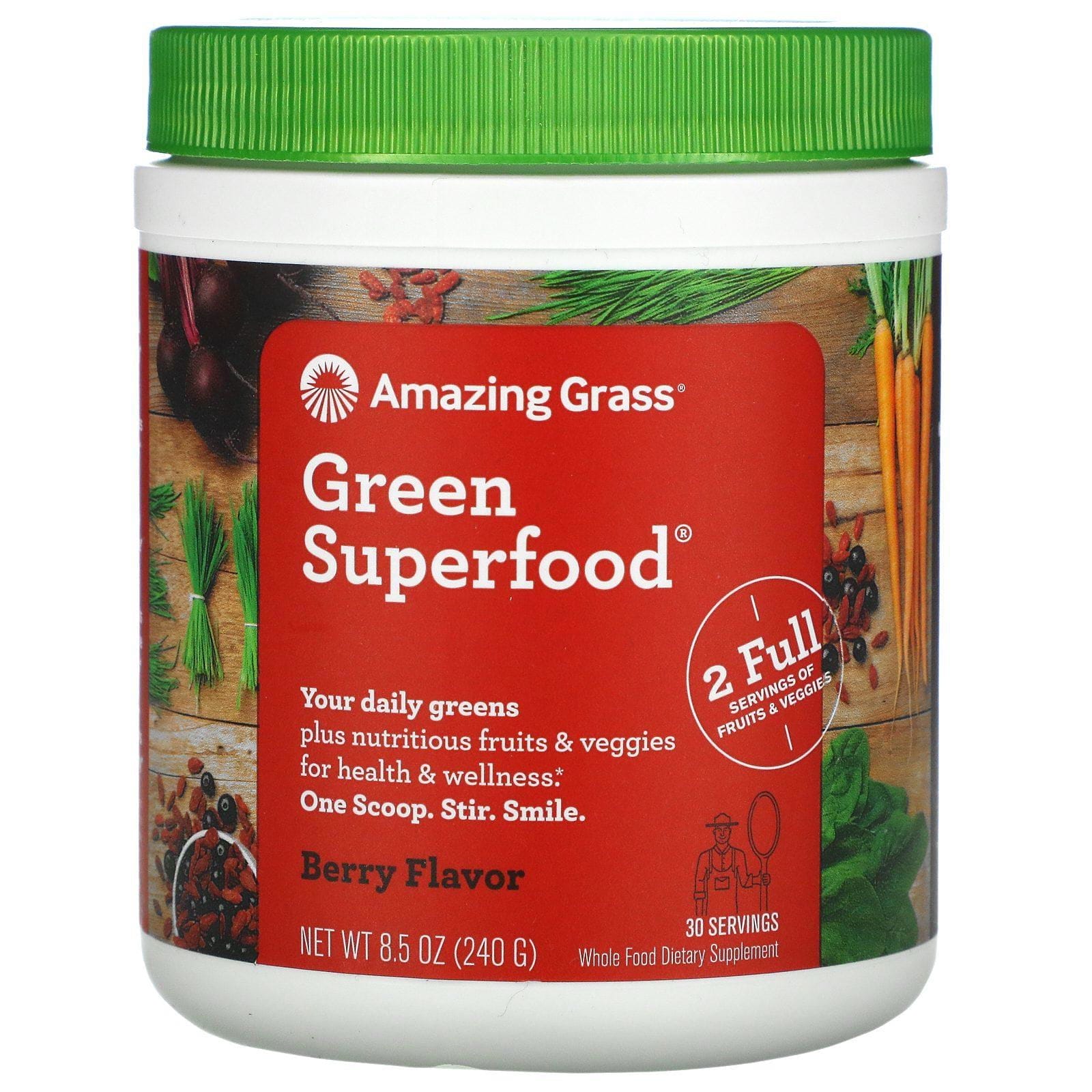 Amazing Grass, Superalimento Verde, Polvo para Bebida de Mora, 8.5 oz (240 g)