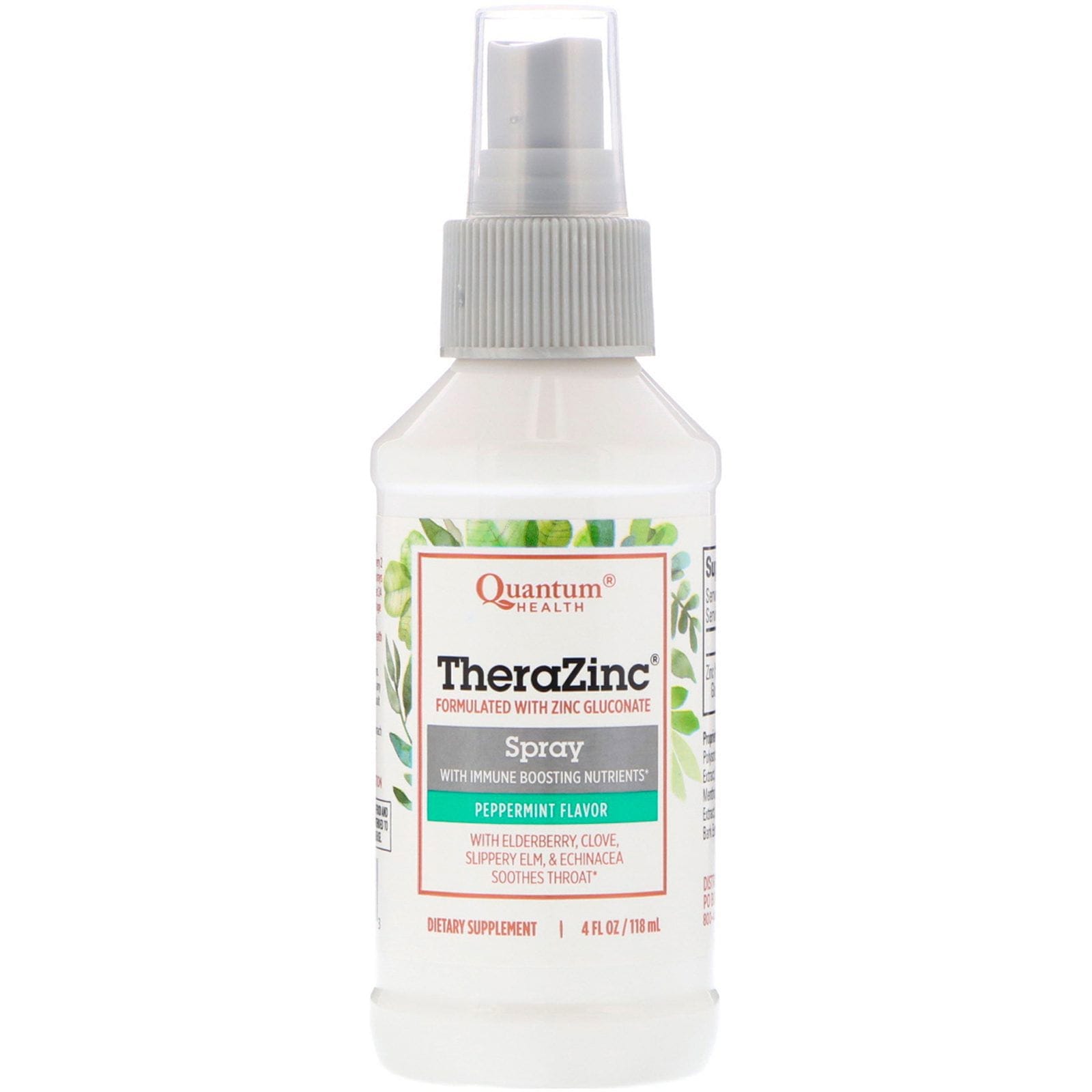 Quantum Health, Thera Zinc Spray con Equinácea & Saúco, sabor a menta piperita y a clavo, 4 fl oz (120 ml)
