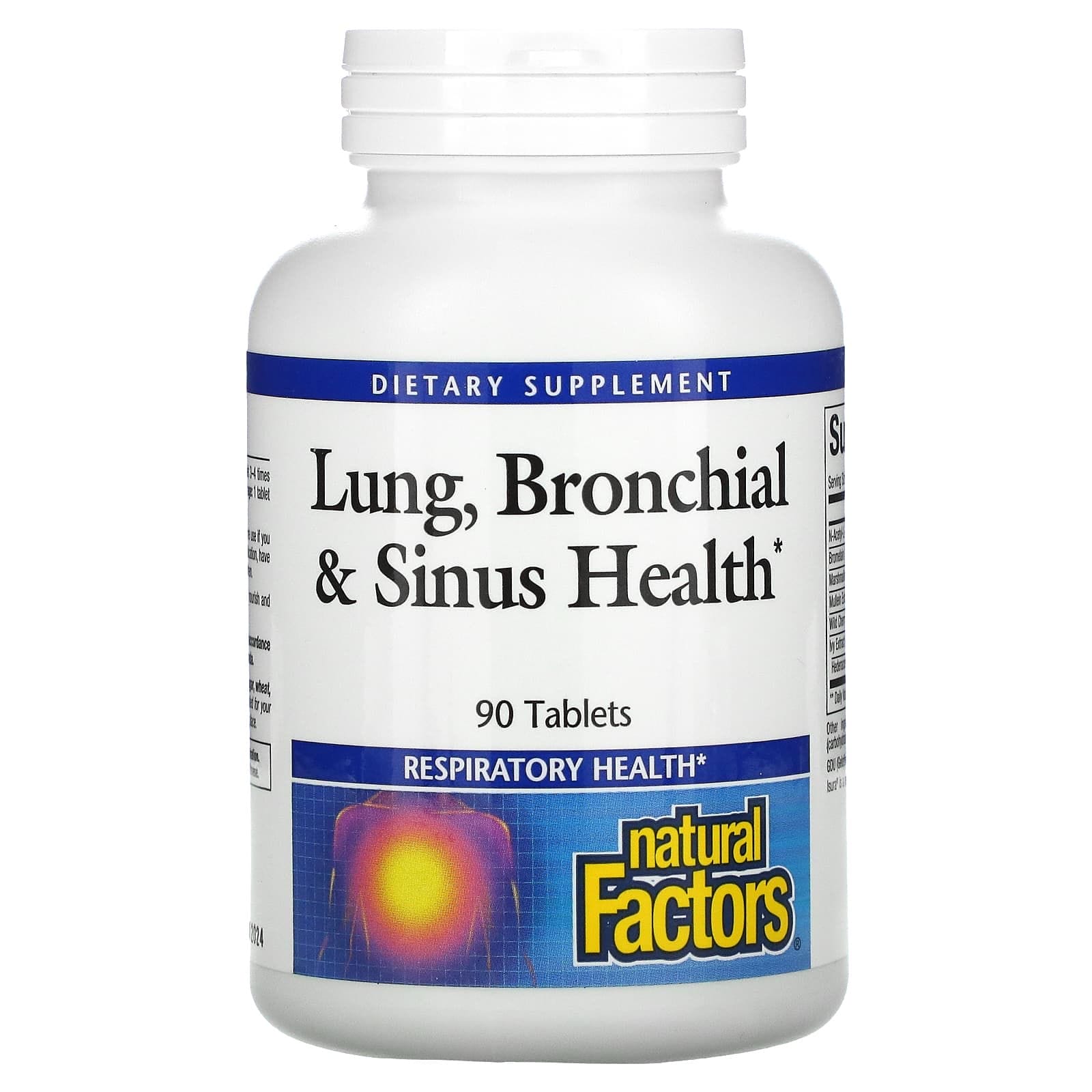Natural Factors, Salud pulmonar, bronquial y sinusal, 90 comprimidos