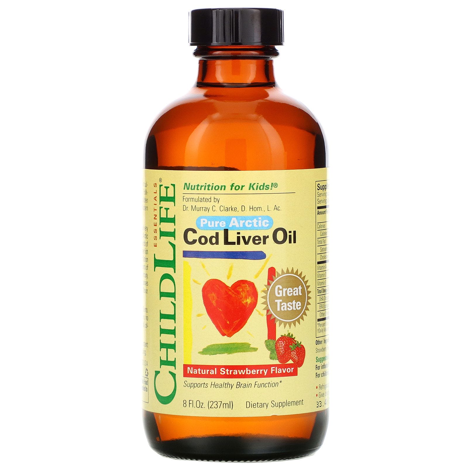 ChildLife, Aceite de Hígado de Bacalao, Sabor Fresa Natural, 8 fl oz (237 ml)