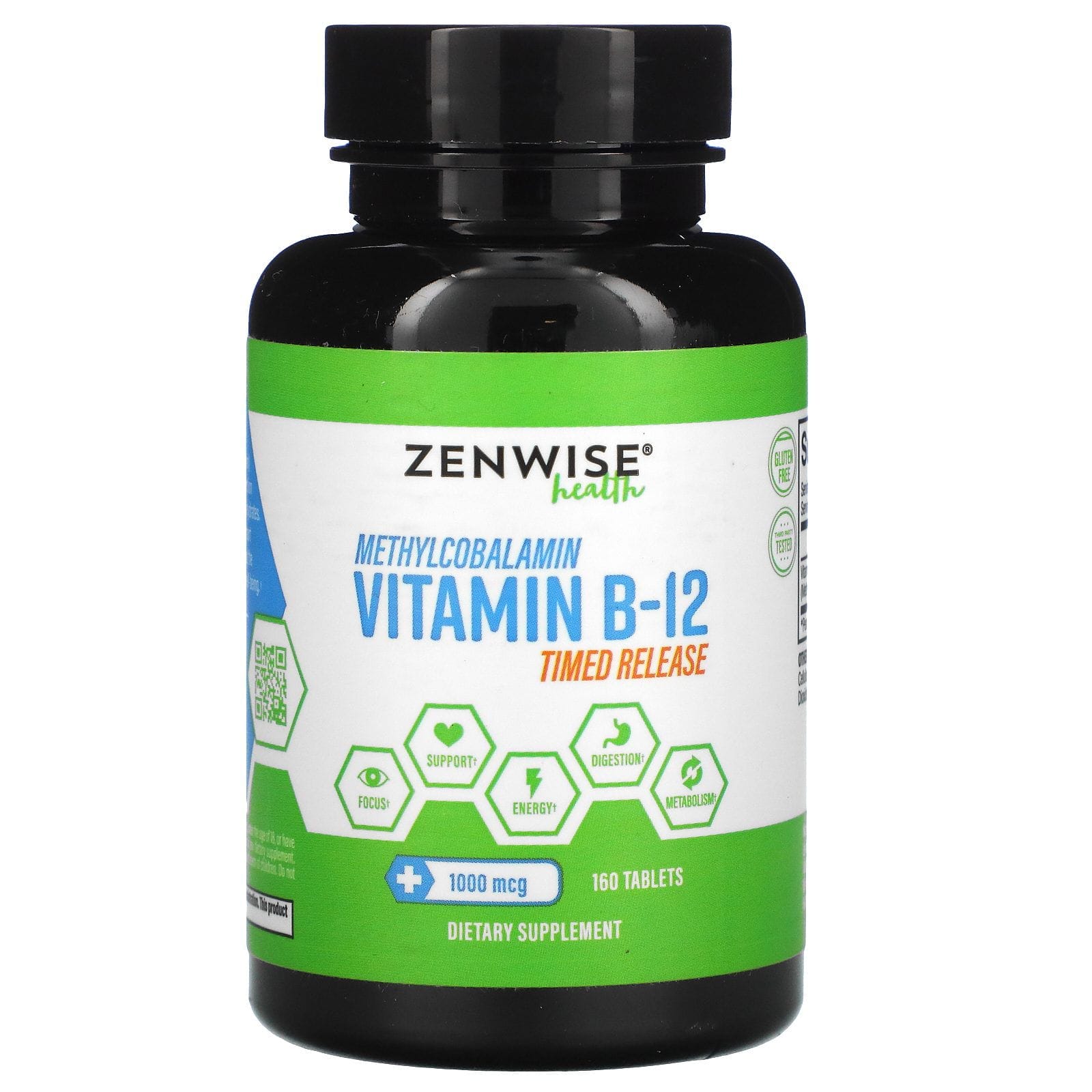 Zenwise Health, Methylcobalamin Vitamin B-12, Timed Release, 1,000 mcg, 160 Tablets