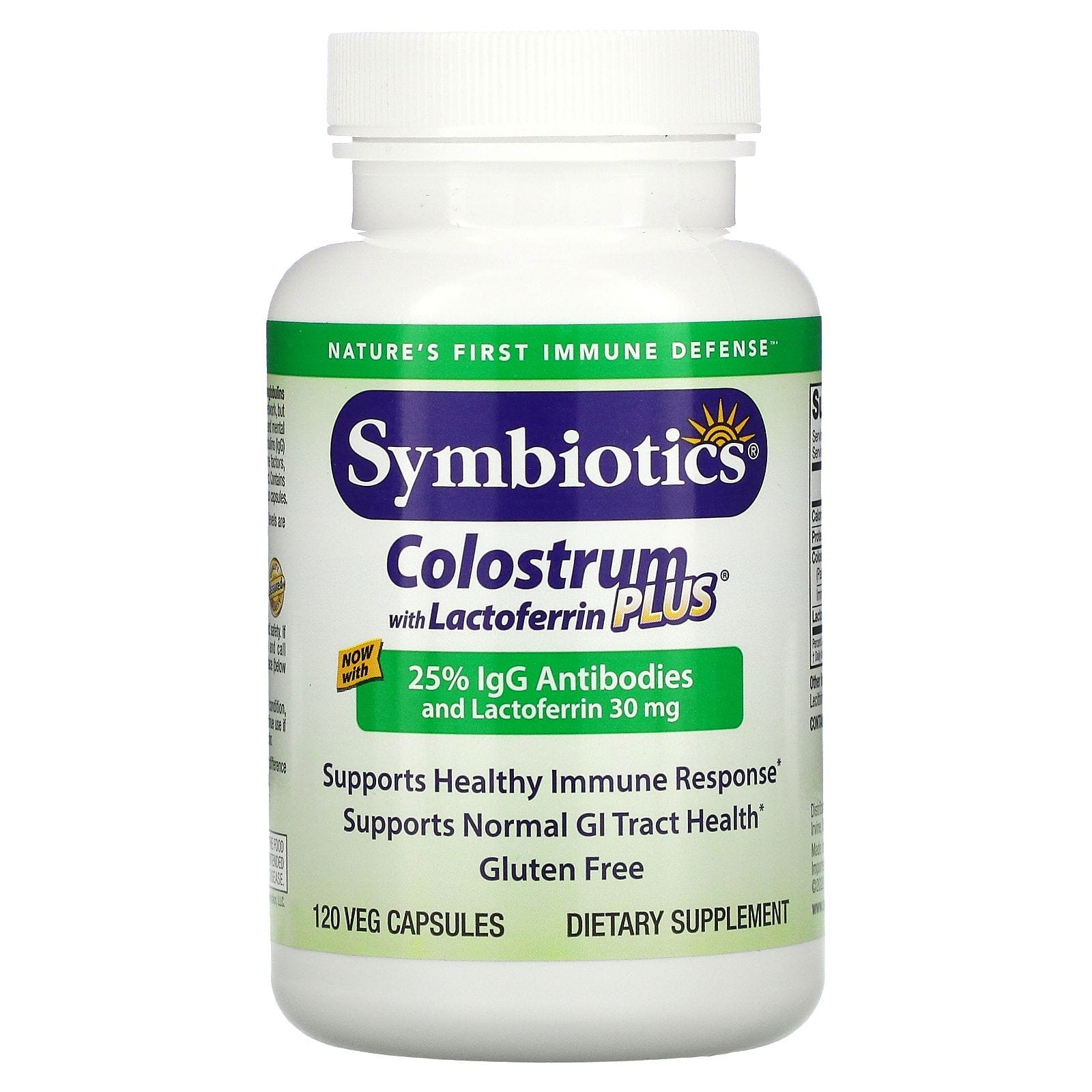 Symbiotics, Colostrum with Lactoferrin Plus, 120 Veg Capsules