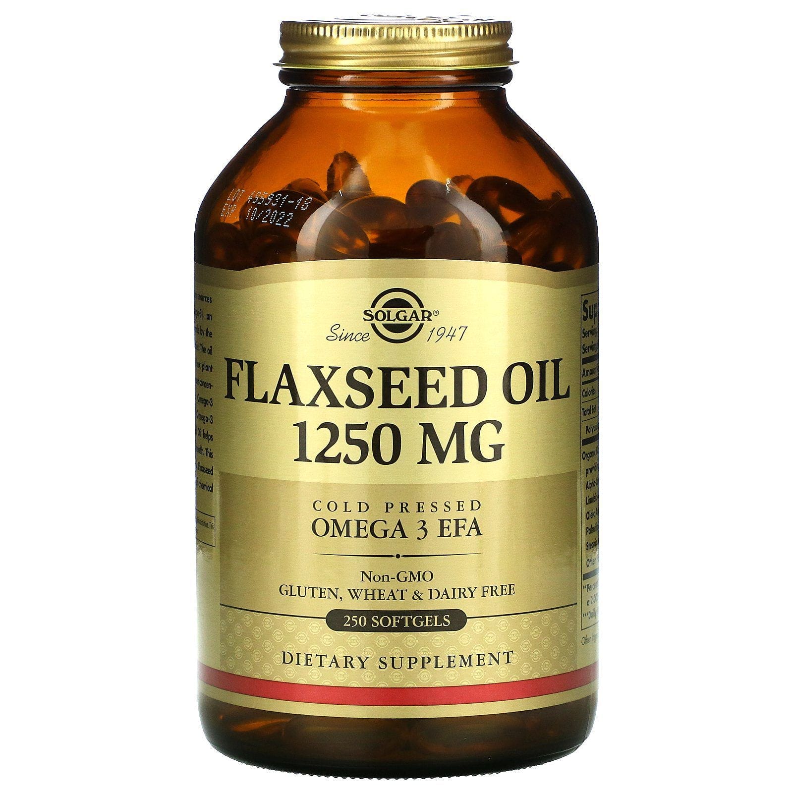 Solgar, Aceite de linaza, 1250 mg, 250 cápsulas blandas