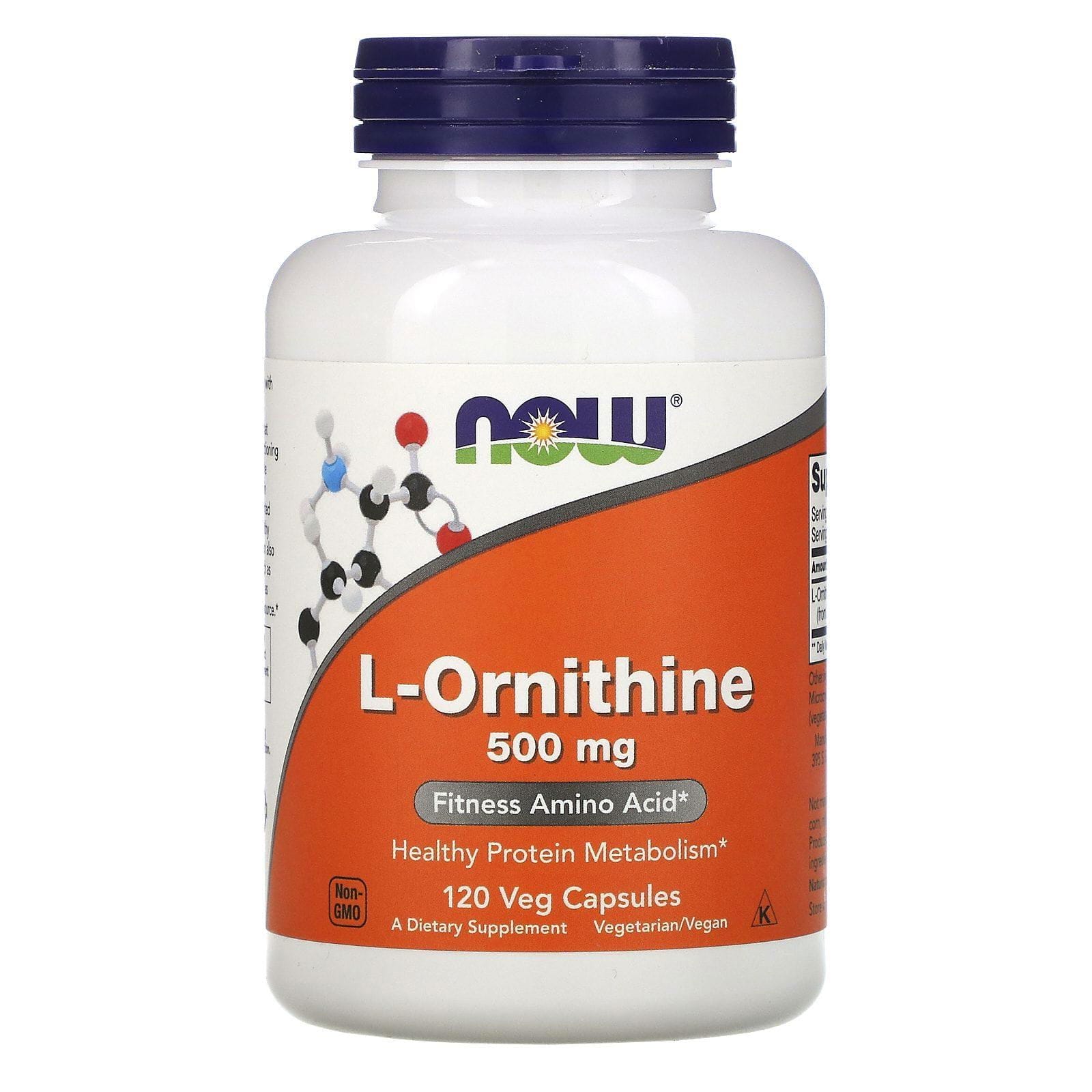 Now Foods, L-ornitina, 500 mg, 120 cápsulas vegetales