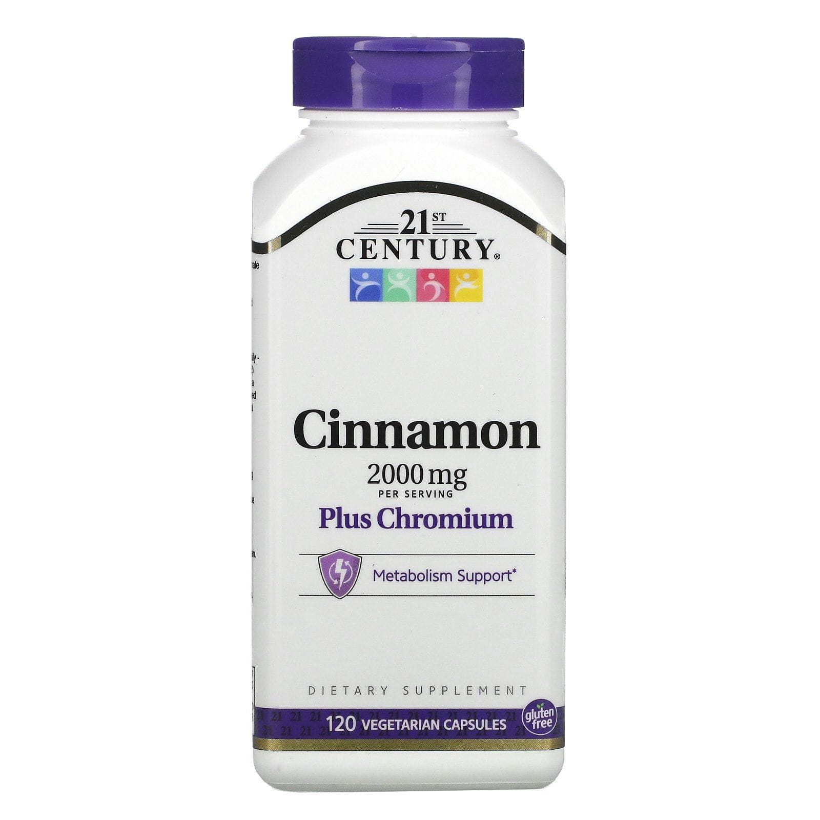 21st Century, Canela con cromo, 2000 mg, 120 cápsulas vegetales