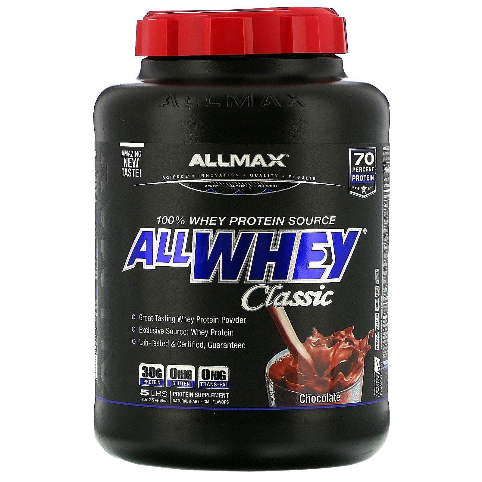 ALLMAX Nutrition, AllWhey Clásico, 100 % Proteína de Suero, Chocolate, 5 lb (2.27 kg)