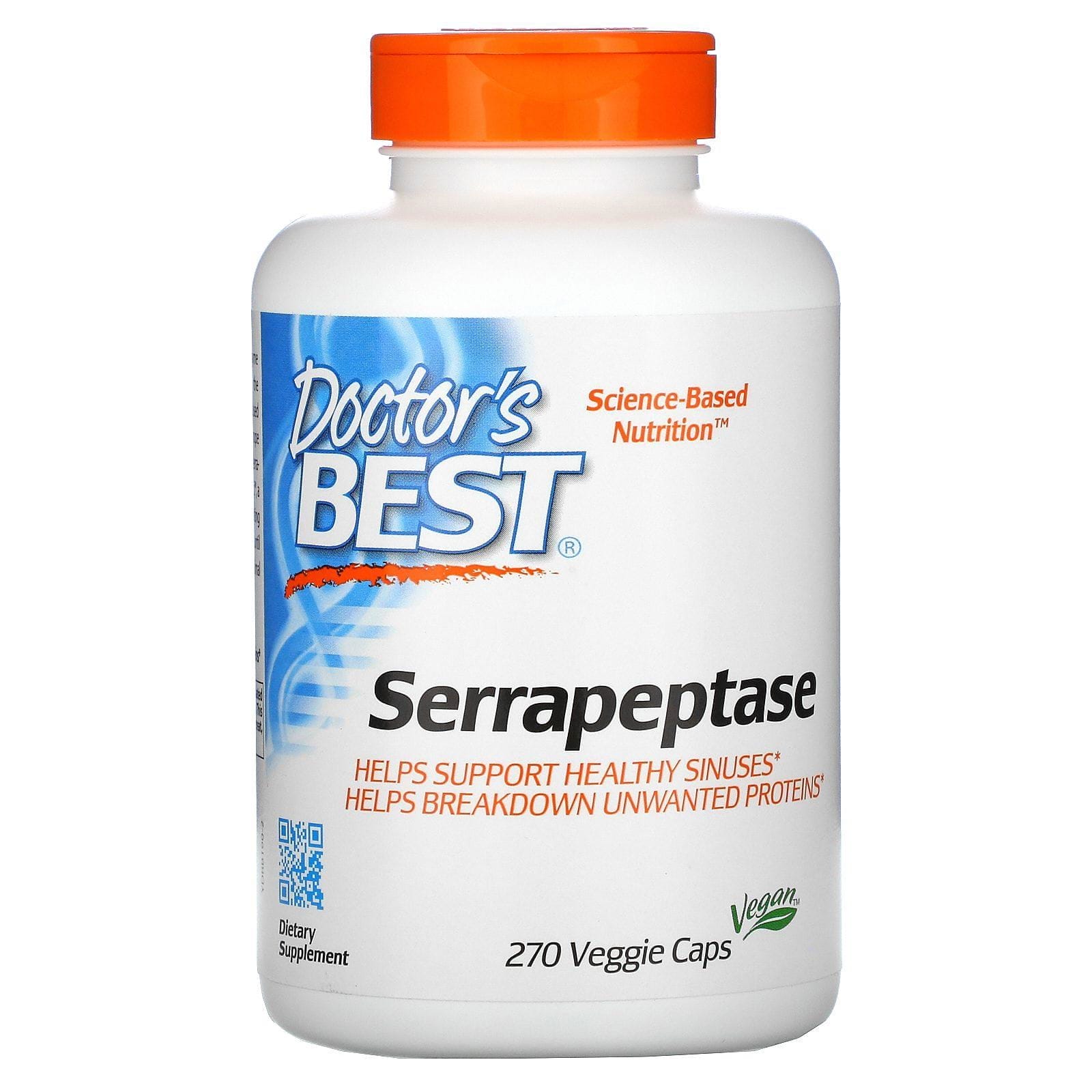Doctor's Best, Serrapeptasa, 270 cápsulas vegetales