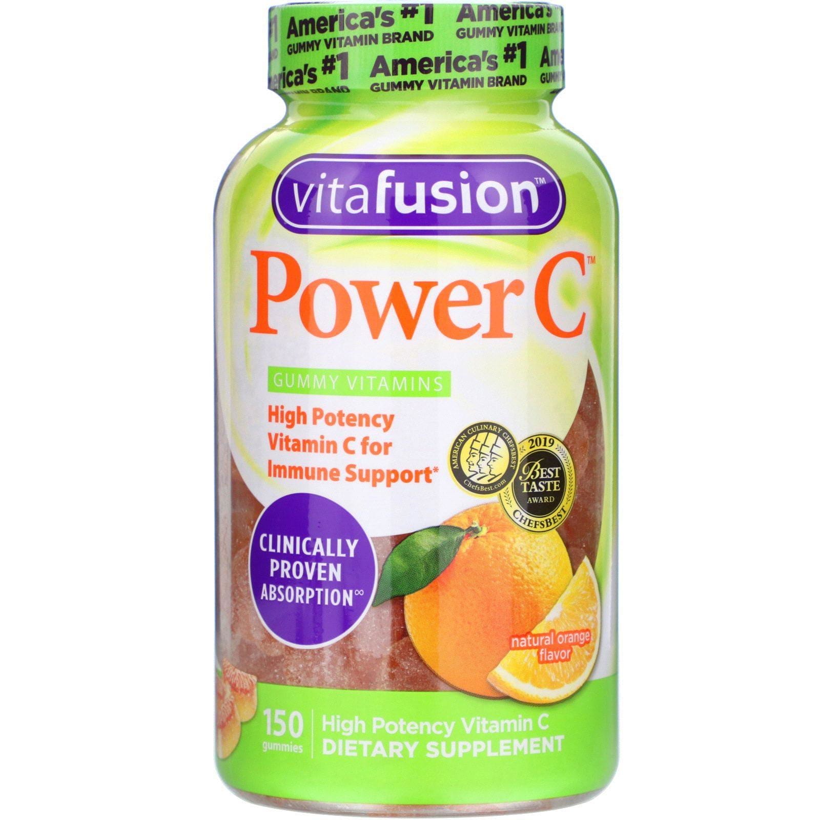 VitaFusion, Power C, High Potency Vitamin C, Natural Orange Flavor, 150 Gummies